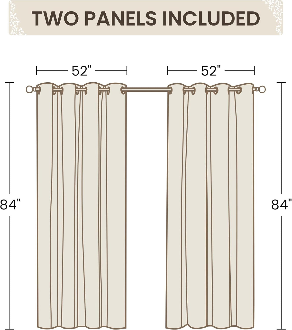 AELS Embroidered Sheer Curtains 84 Inches Long 2 Panels Set, Green Leaf