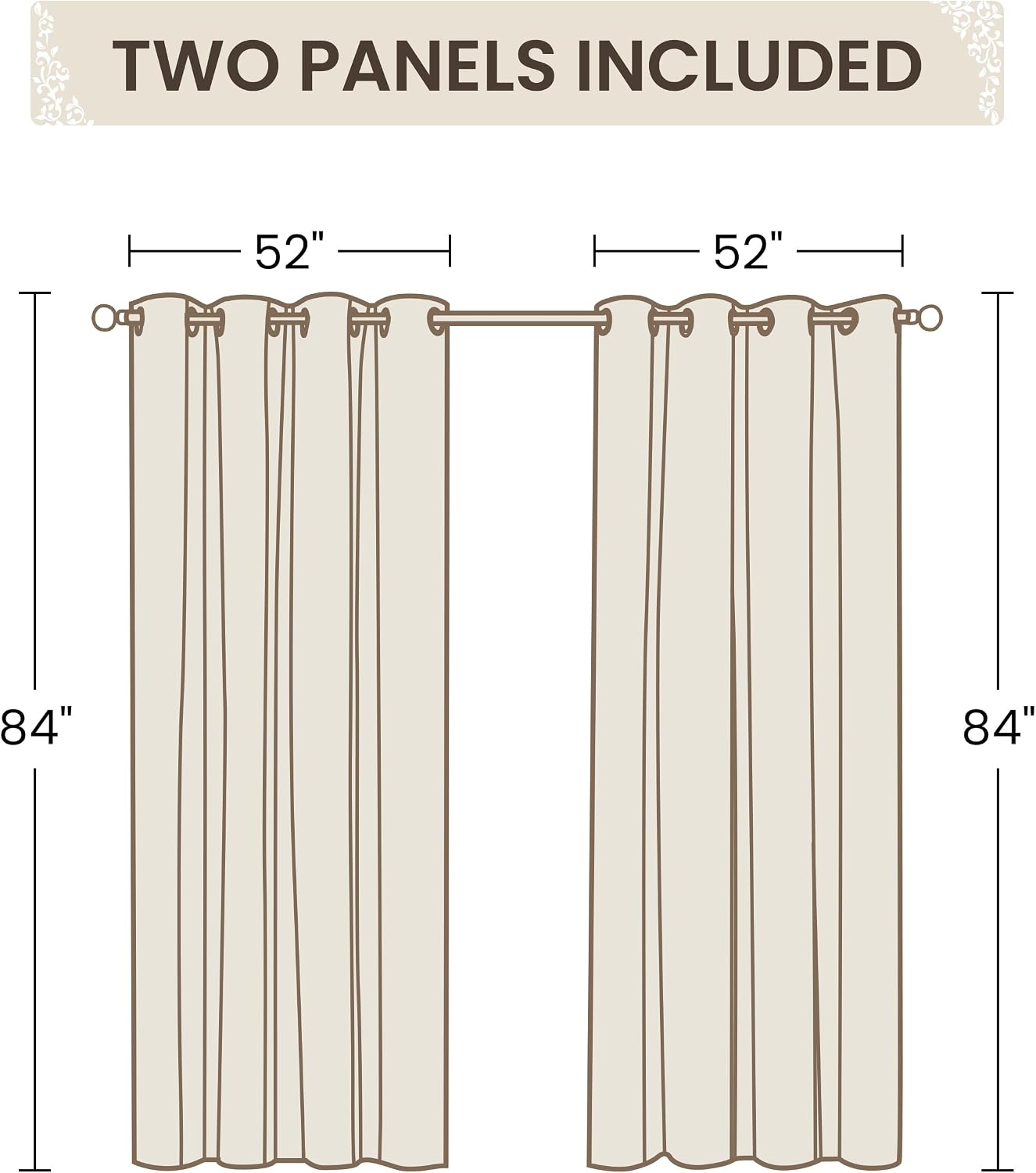 Creamy White Semi Sheer Curtains 52 x 84 Inches Long 2 Panels, White Striped Window Curtains for Living Room Bedroom, Boho Light Filtering Textured Voile Sheer Curtain, Layered Stripes