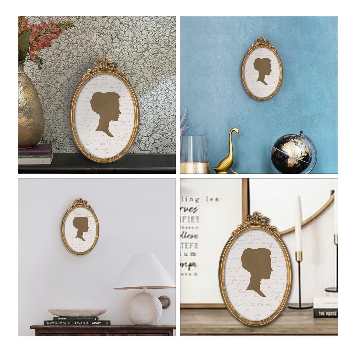 AELS 5x7 Inch Vintage Bow Picture Frame, Elegant Antique Oval Photo Frames with Glass Front, Photo Display, Tabletop Wall Hanging, Gift Ideas, Bronze