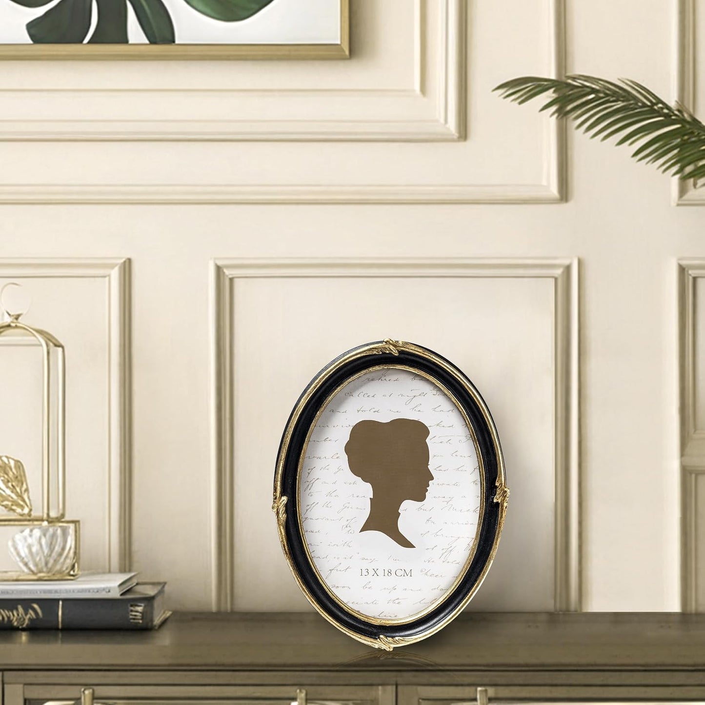 AELS 5x7 Inch Vintage Picture Frame, Oval Antique Photo Frames with Glass Front, Photo Display, Elegant Tabletop Wall Hanging, Gift Ideas, Black and Golden