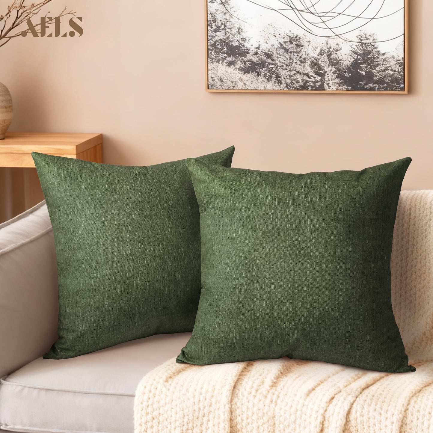 AELS Decorative Throw Pillow Covers 16x16, Set of 2, Soft Textured Look Printed Pillow Case, Modern Farmhouse Cushion Case for Bed Couch Sofa, Mustard Yellow (Covers Only)