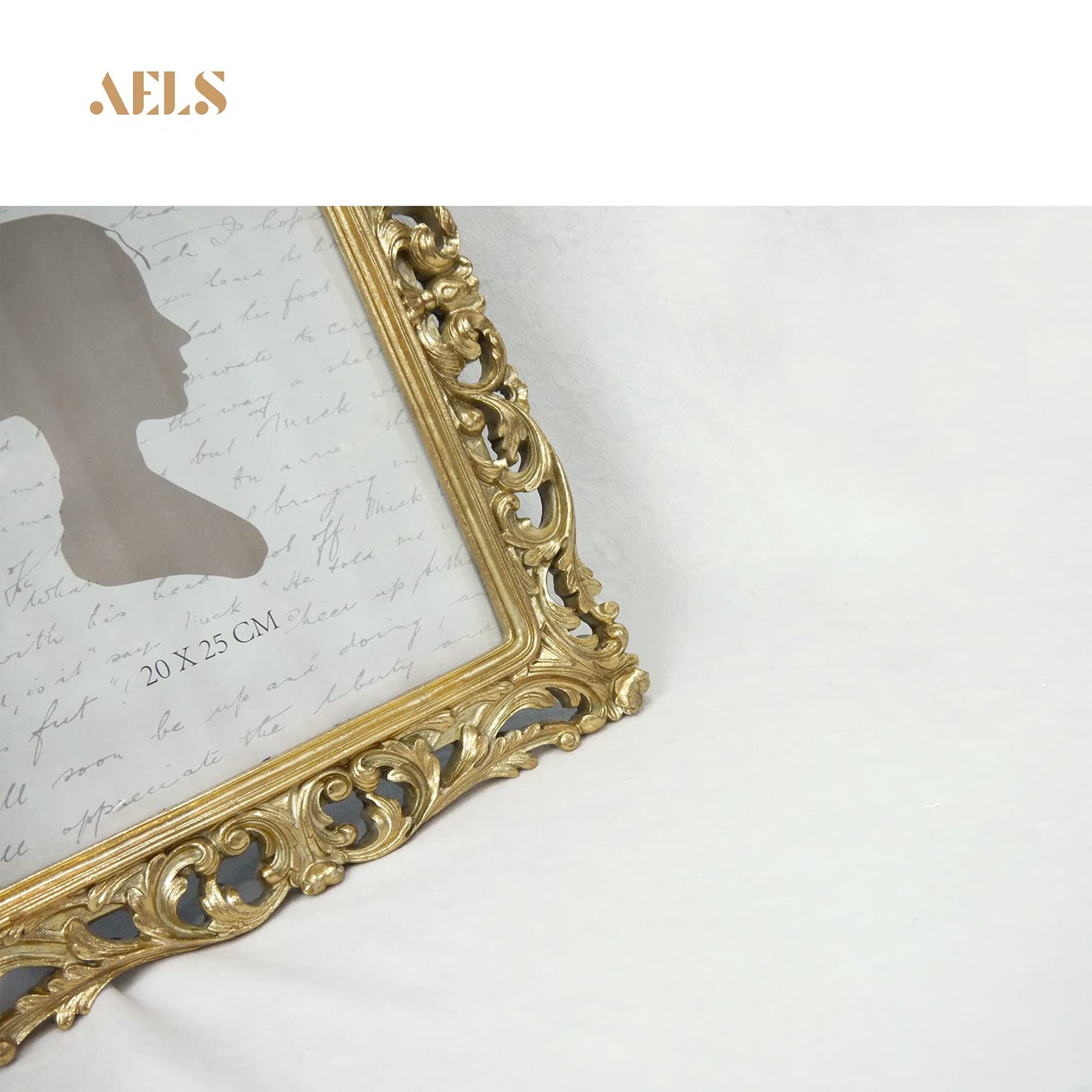 AELS 8x10 Inch Vintage Picture Frame, Elegant Antique Photo Frames with Glass Front, Photo Display, Tabletop Wall Hanging, Gift Ideas, Silver-gold Hollow Pattern