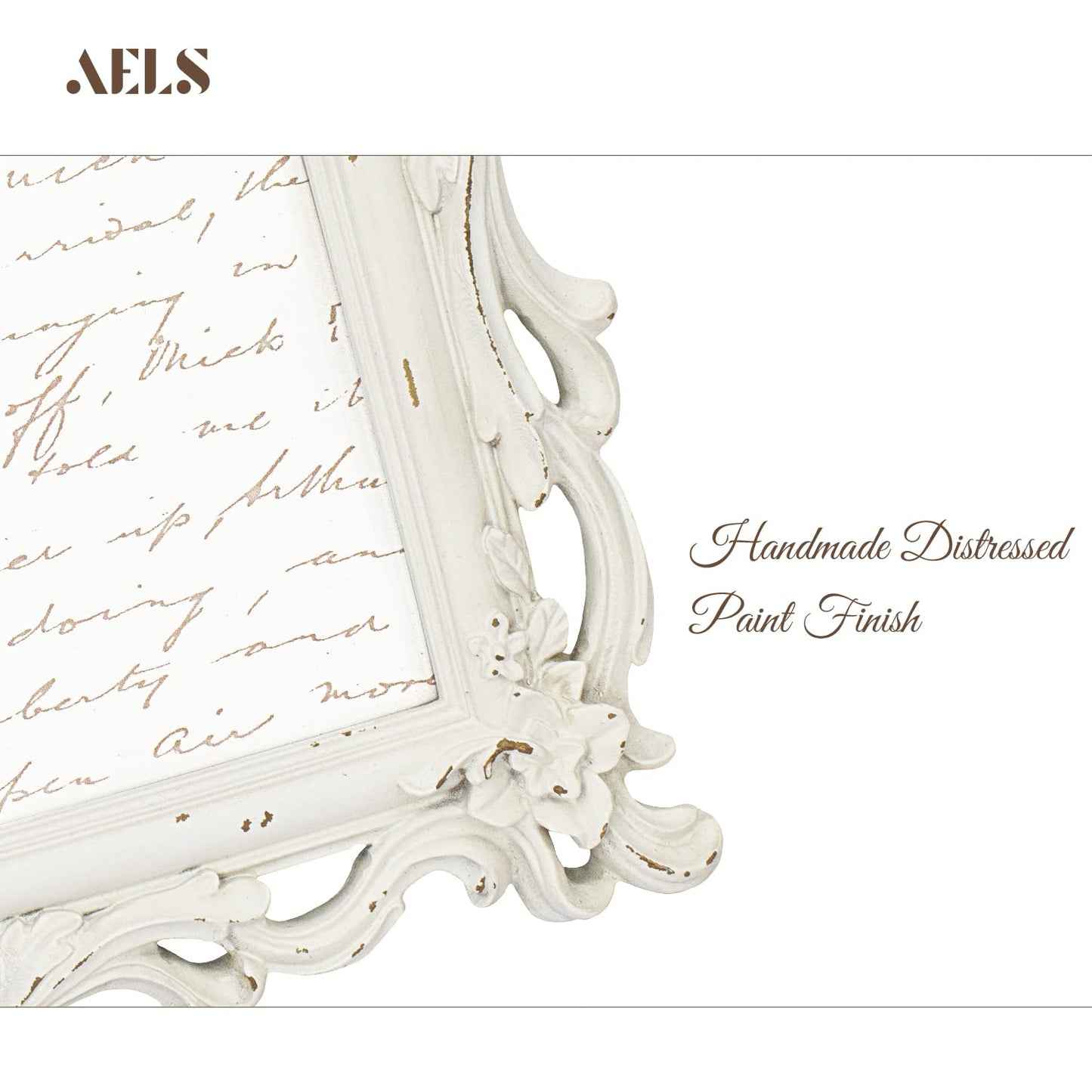 AELS Vintage Picture Frame, Elegant Antique Photo Frames with Glass Front, Photo Display, Tabletop Wall Hanging, Gift Ideas, White Waves (4X6 inch)