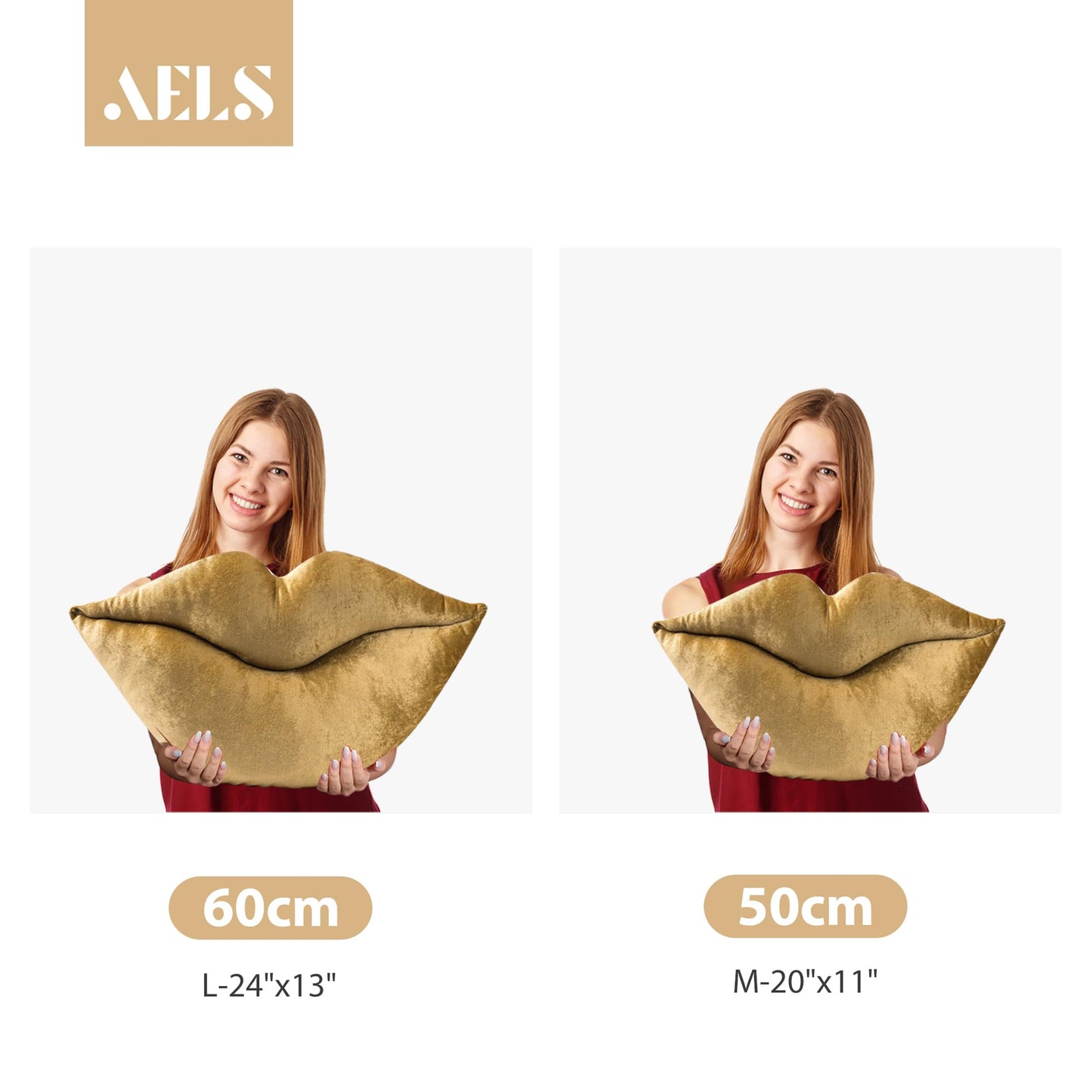 AELS 3D Large Lips Throw Pillows Smooth Soft Velvet Decorative Throw Pillows Love Pillows Cute Pillow 24 X 12 inches for Couch Sofa Bed Living Room Bedroom, Red