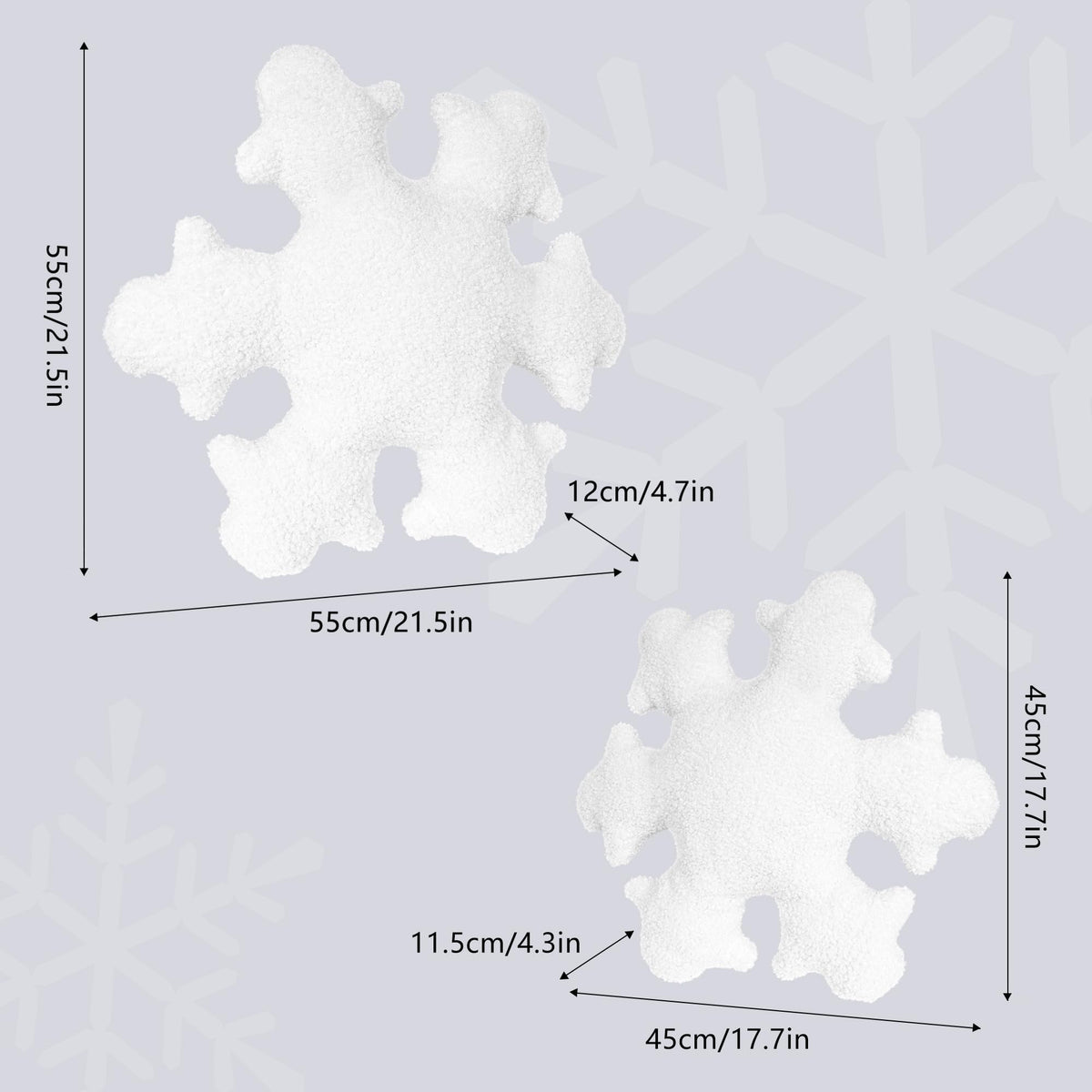 AELS Set of 2 Snowflake Christmas Faux Fur Decorative Throw Pillows, White