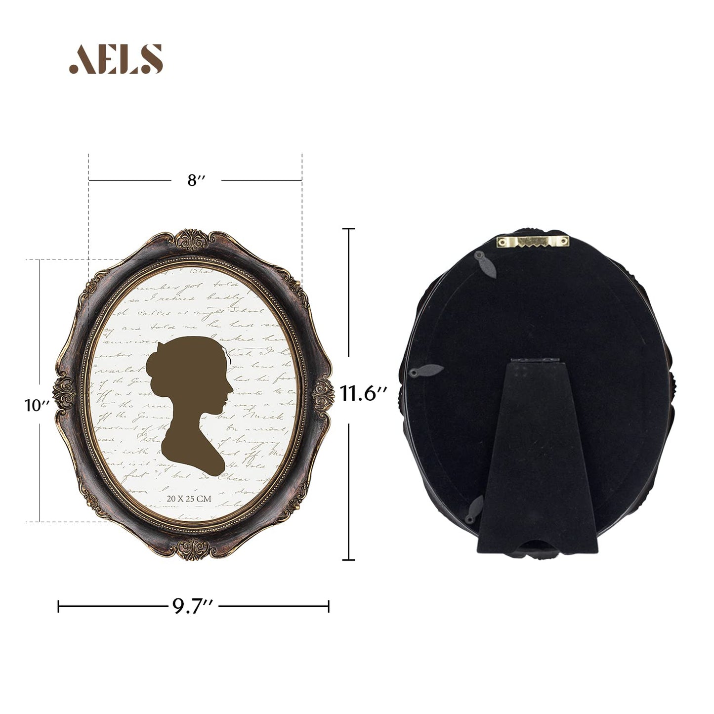 AELS 4x6 Inch Vintage Picture Frame, Elegant Antique Photo Frames with Glass Front, Photo Display, Tabletop Wall Hanging, Gift Ideas, Oval