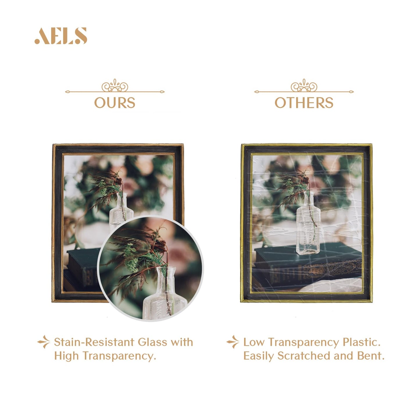 AELS 8x10 Inch Vintage Picture Frame, Elegant Antique Photo Frames with Glass Front, Photo Display, Tabletop Wall Hanging, Gift Ideas, Teal Blue with Gold Trim