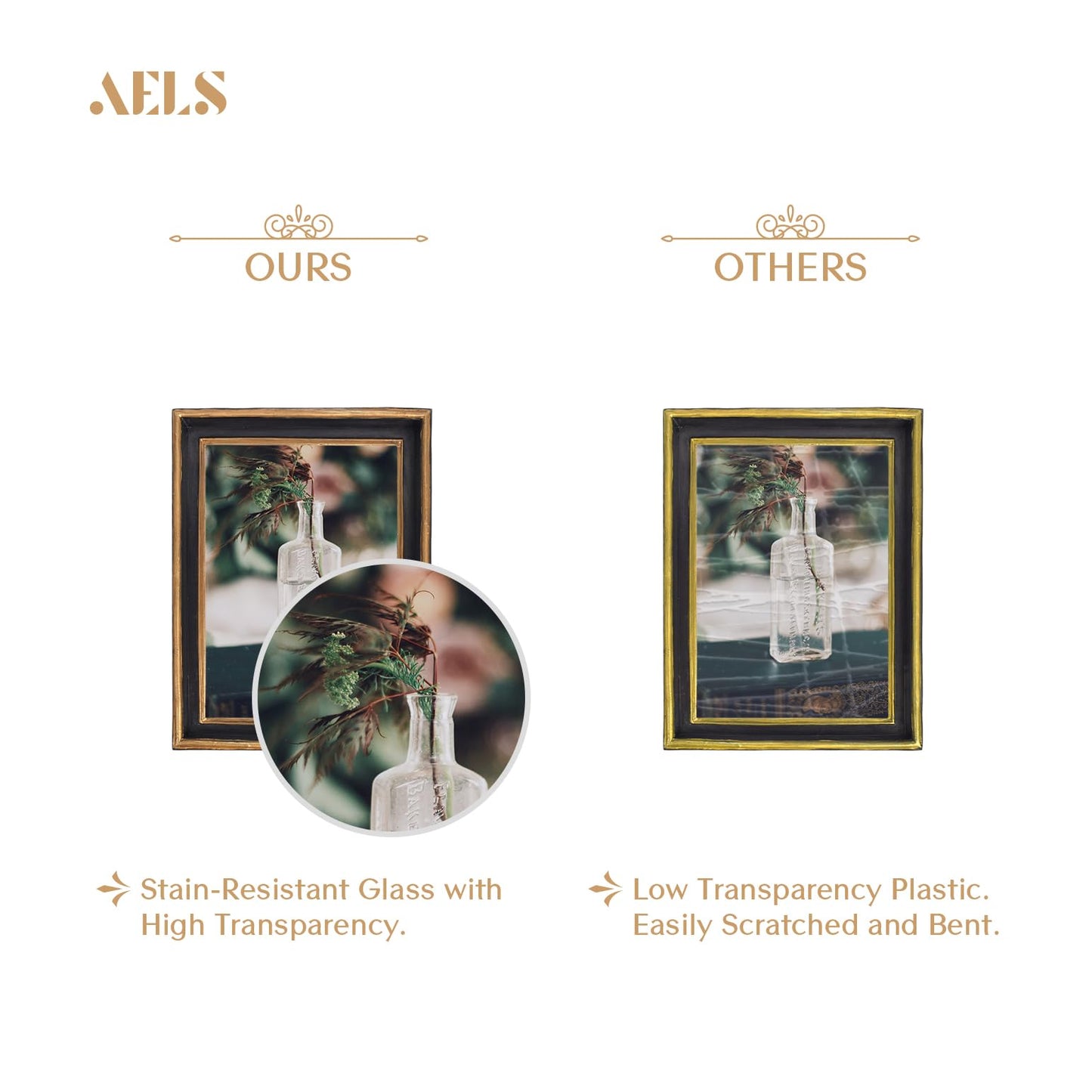 AELS 8x10 Inch Vintage Picture Frame, Elegant Antique Photo Frames with Glass Front, Photo Display, Tabletop Wall Hanging, Gift Ideas, Teal Blue with Gold Trim