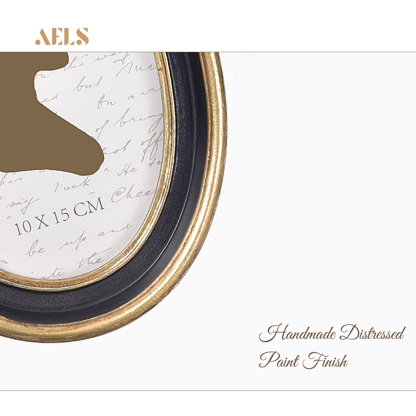 AELS 2.5x3.5 Inch Small Wallet Size Vintage Picture Frame, Elegant Antique Mini Photo Frames with Glass Front, Photo Display, Tabletop Wall Hanging, Gift Ideas, Black Oval with Gold Trim