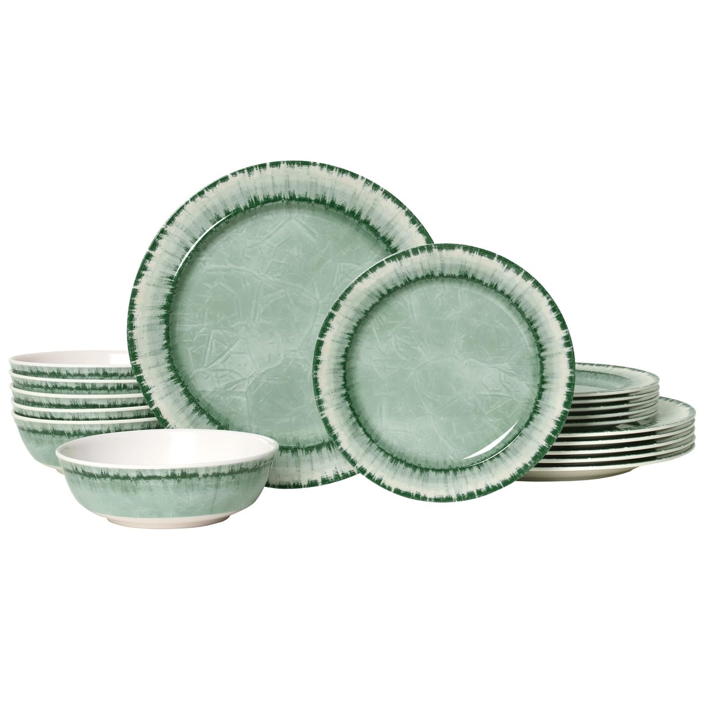 AELS Melamine Dinnerware Set of 12 Pcs Dinner Dishes Set for Indoor and Outdoor Use, Dishwasher Safe, Lightweight Unbreakable, BPA Free, Light Blue