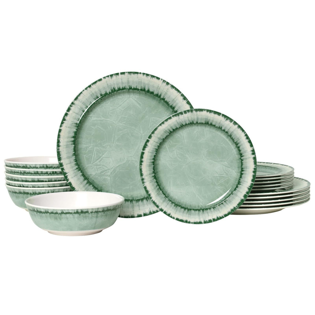 AELS Melamine Dinnerware Set of 18 Pcs Dinner Dishes Set, Lightweight Unbreakable for Indoor and Outdoor Use, BPA Free, Dishwasher Safe, Light Blue