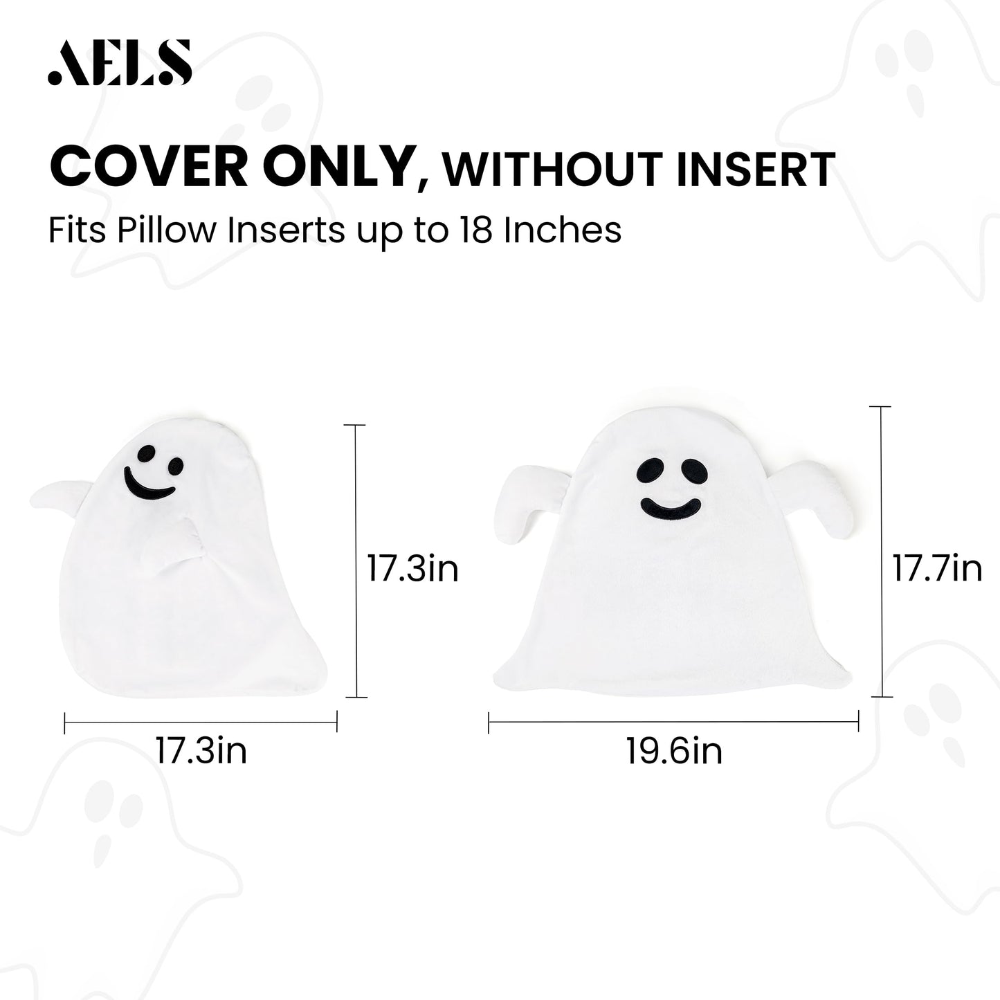 AELS Ghost Decorative Throw Pillow Cover Set of 2, Halloween Decorations, 19.6" &17.3" Halloween Pillows Case for Holiday Party Home, Decor for Living Room Bedroom, Cover ONLY, Without Insert