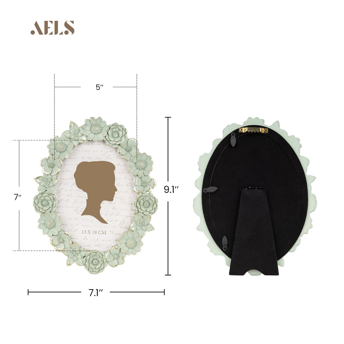 AELS 4x6 Inch Vintage Picture Frame, Elegant Antique Oval Photo Frames with Glass Front, Photo Display, Tabletop Wall Hanging, Gift Ideas, Gold Flower
