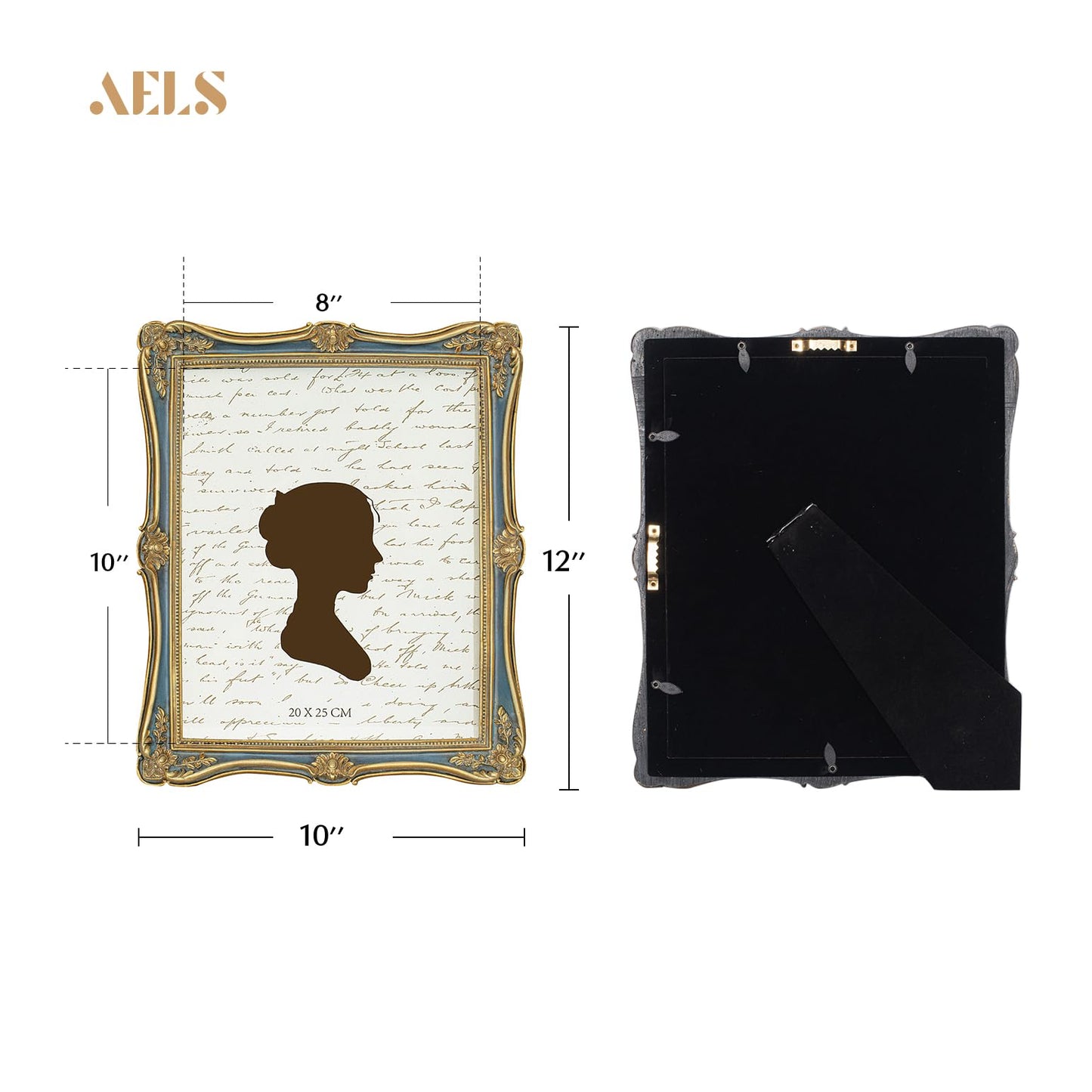AELS 4x6 Inch Vintage Picture Frame, Elegant Antique Photo Frames with Glass Front, Photo Display, Tabletop Wall Hanging, Gift Ideas, Gold and Green