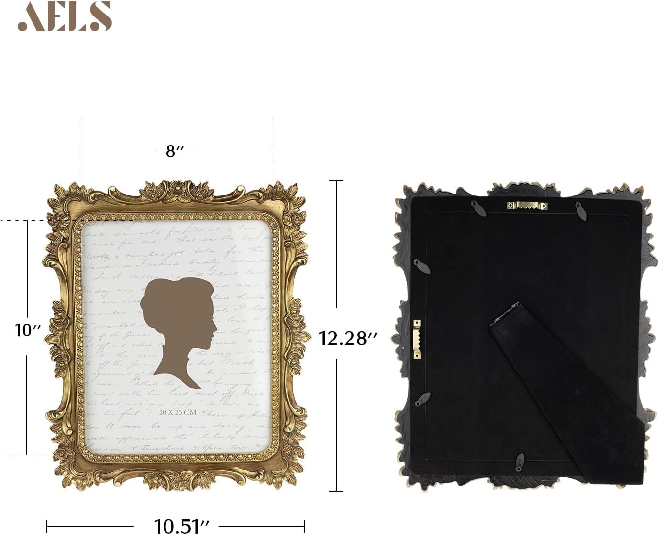 AELS 8x10 Inch Vintage Picture Frame, Elegant Luxury Antique Photo Frames with Glass Front, Photo Display, Tabletop Wall Hanging, Gift Ideas, Bronze