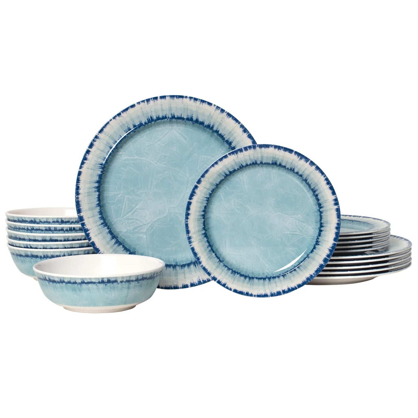 AELS Melamine Dinnerware Set of 12 Pcs Dinner Dishes Set for Indoor and Outdoor Use, Dishwasher Safe, Lightweight Unbreakable, BPA Free, Light Blue