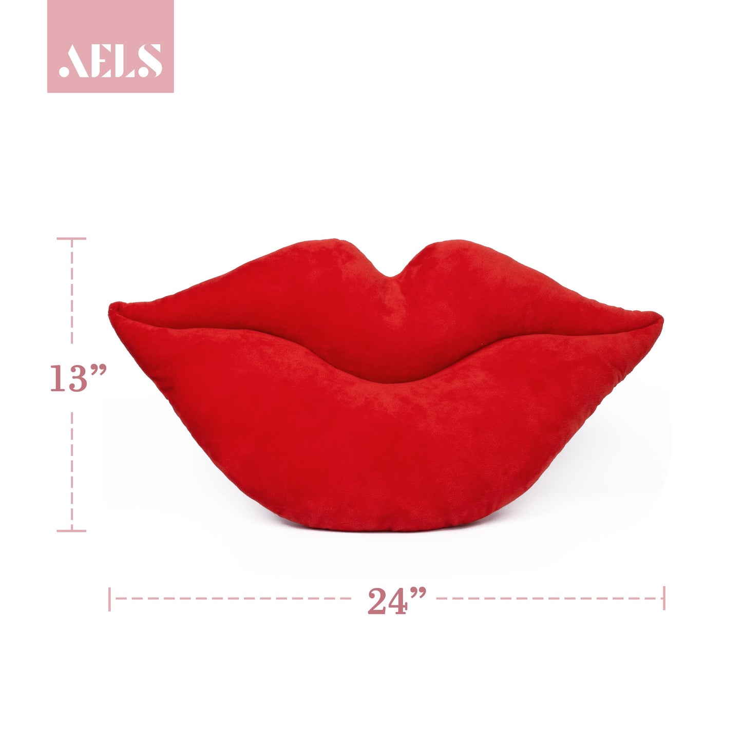 AELS 3D Large Lips Throw Pillows Smooth Soft Velvet Decorative Throw Pillows Love Pillows Cute Pillow 24 X 12 inches for Couch Sofa Bed Living Room Bedroom, Red