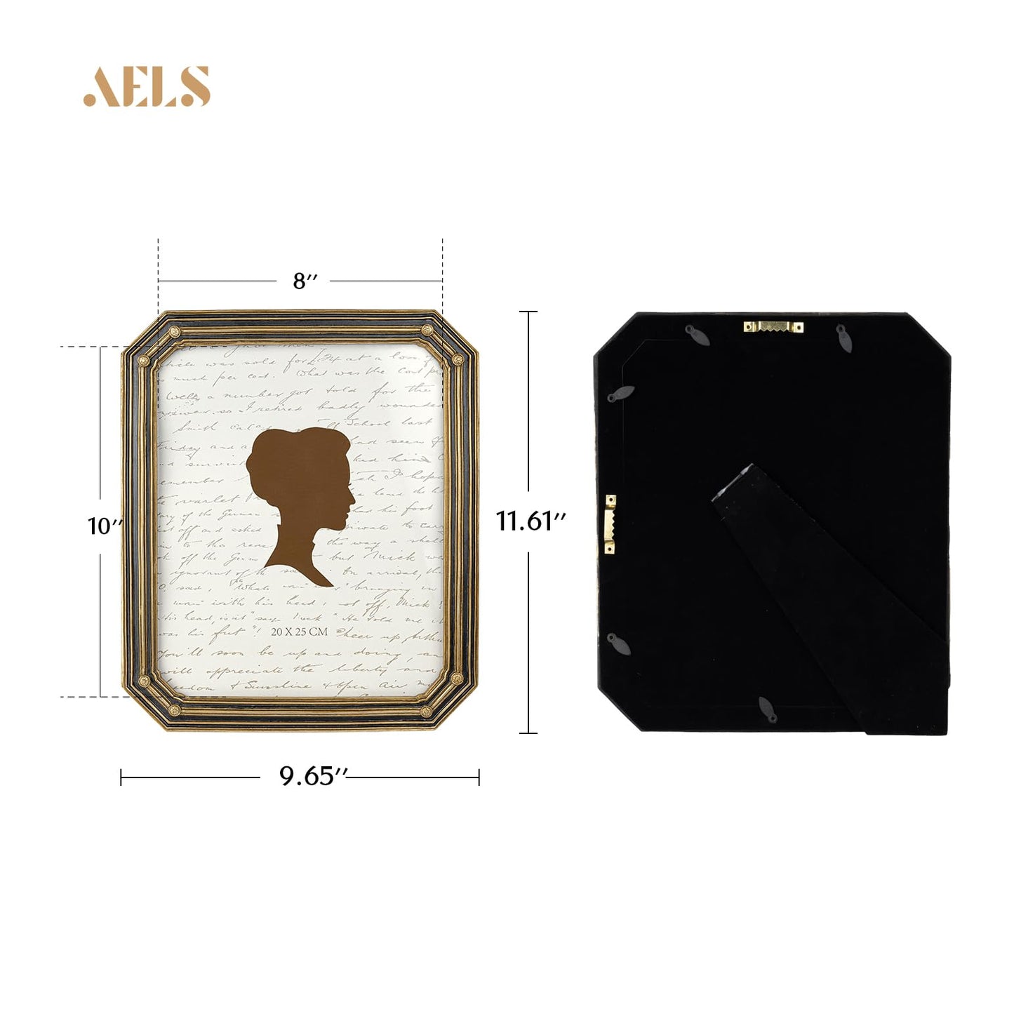AELS 4x6 Inch Vintage Octagon Picture Frame, Elegant Antique Photo Frames with Glass Front, Photo Display, Tabletop Wall Hanging, Gift Ideas, Gold and Black Polygon