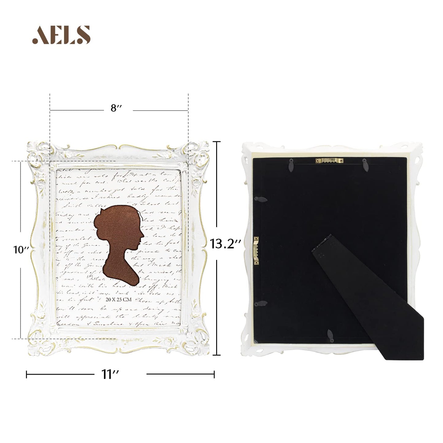 AELS 5x7 Inch Vintage Picture Frame, Elegant Antique Photo Frames with Glass Front, Photo Display, Tabletop Wall Hanging, Gift Ideas, Off White