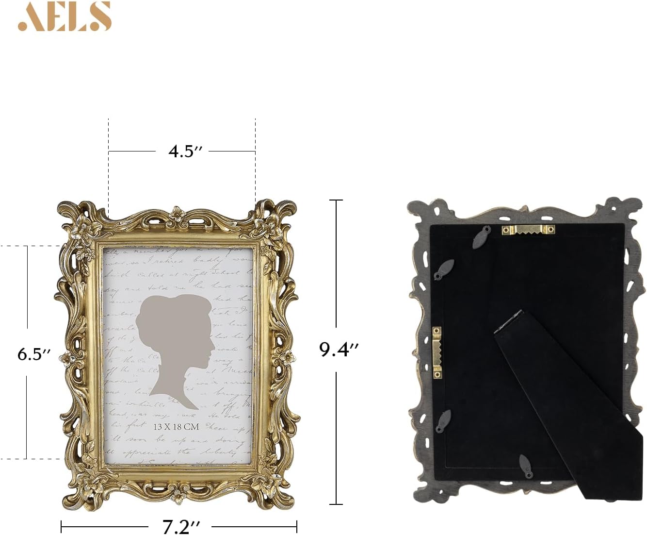 AELS Vintage Picture Frame, Elegant Antique Photo Frames with Glass Front, Photo Display, Tabletop Wall Hanging, Gift Ideas, White Waves (4X6 inch)