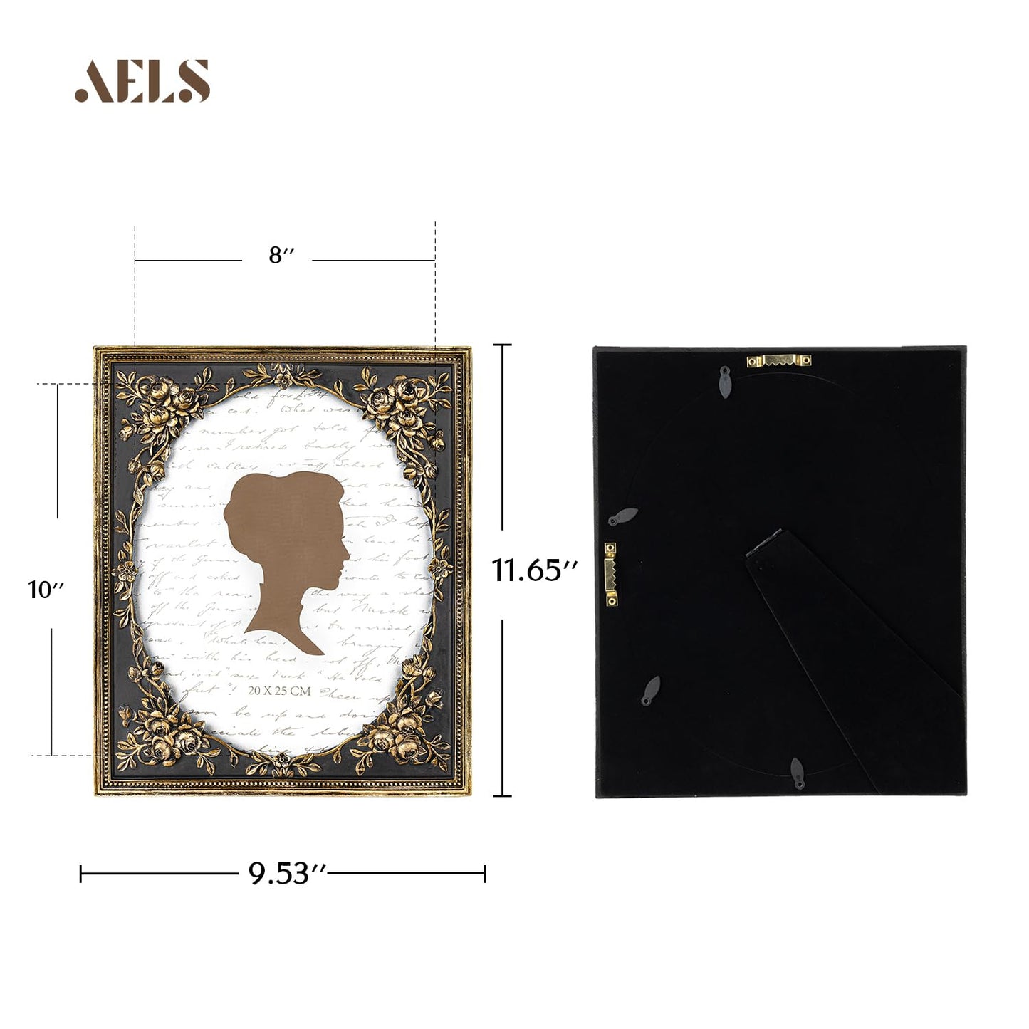 AELS 4x6 Inch Vintage Black Picture Frame, Elegant Antique Photo Frames with Glass Front, Photo Display, Tabletop Wall Hanging, Gift Ideas, Gold and Black