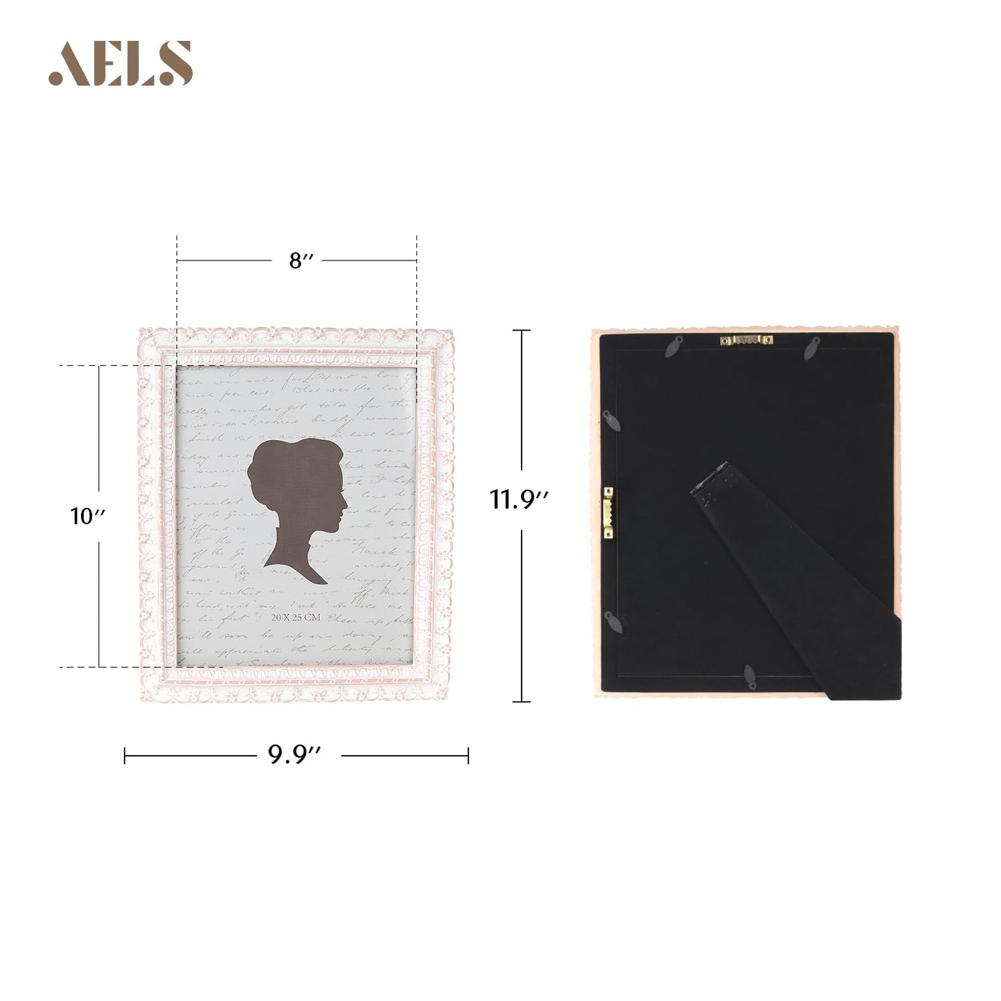 AELS 5x7 Inch Vintage Picture Frame, Elegant Antique Photo Frames with Glass Front, Photo Display, Tabletop Wall Hanging, Gift Ideas, White and Pink