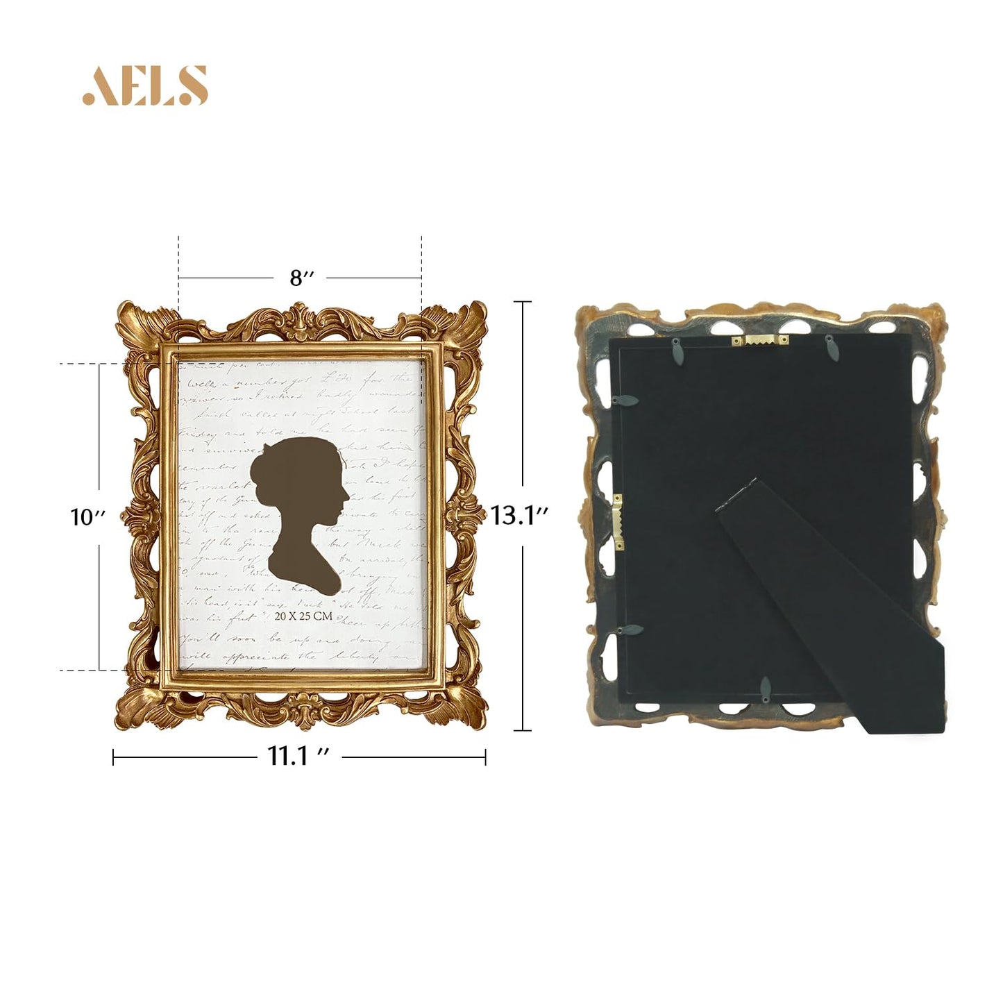 AELS 4x6 Inch Vintage Picture Frame, Elegant Antique Photo Frames with Glass Front, Photo Display, Tabletop Wall Hanging, Gift Ideas