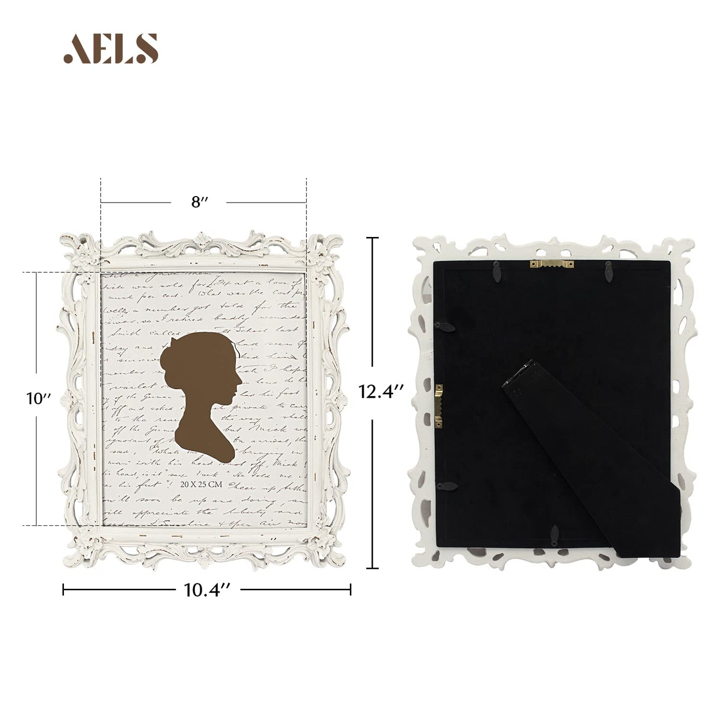 AELS Vintage Picture Frame, Elegant Antique Photo Frames with Glass Front, Photo Display, Tabletop Wall Hanging, Gift Ideas, White Waves (4X6 inch)