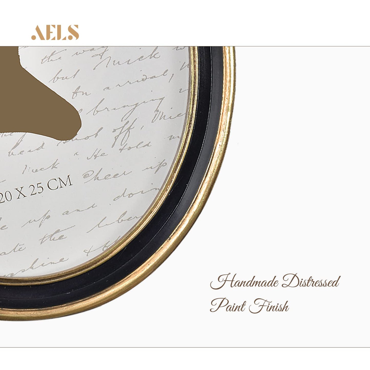 AELS 2.5x3.5 Inch Small Wallet Size Vintage Picture Frame, Elegant Antique Mini Photo Frames with Glass Front, Photo Display, Tabletop Wall Hanging, Gift Ideas, Black Oval with Gold Trim