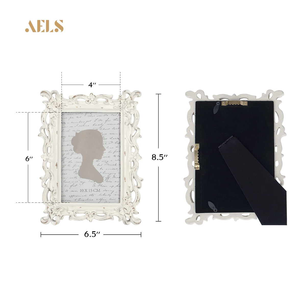 AELS 8x10 Inch Vintage Picture Frame, Elegant Antique Photo Frames with Glass Front, Photo Display, Tabletop Wall Hanging, Gift Ideas, Off White