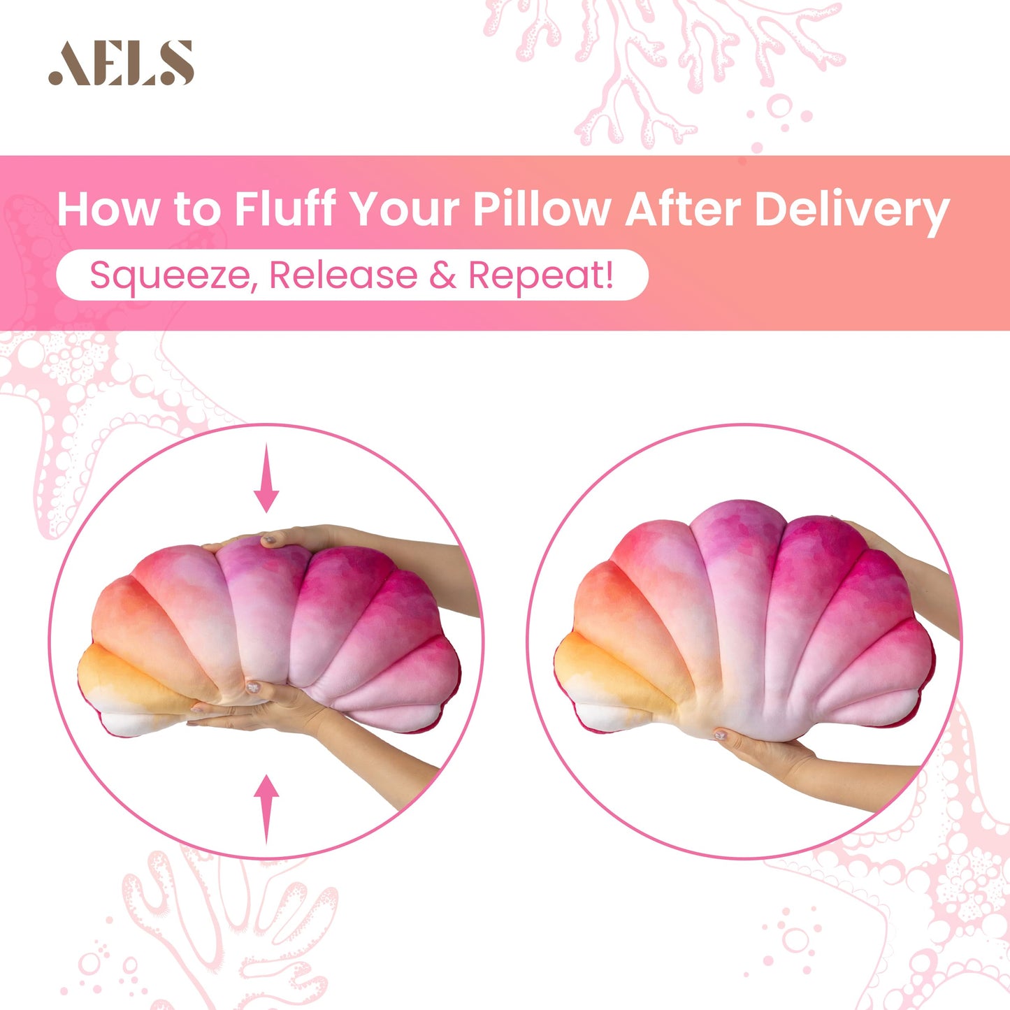 AELS Shell Pillow, 19.5"x13" Taylor Inspired Coastal Throw Pillows, Beach Ocean Nautical Themed Soft Decorative Throw Pillows for Taylor Fans, Cute Pillow for Couch Sofa Bed Living Room, Ombre Pink