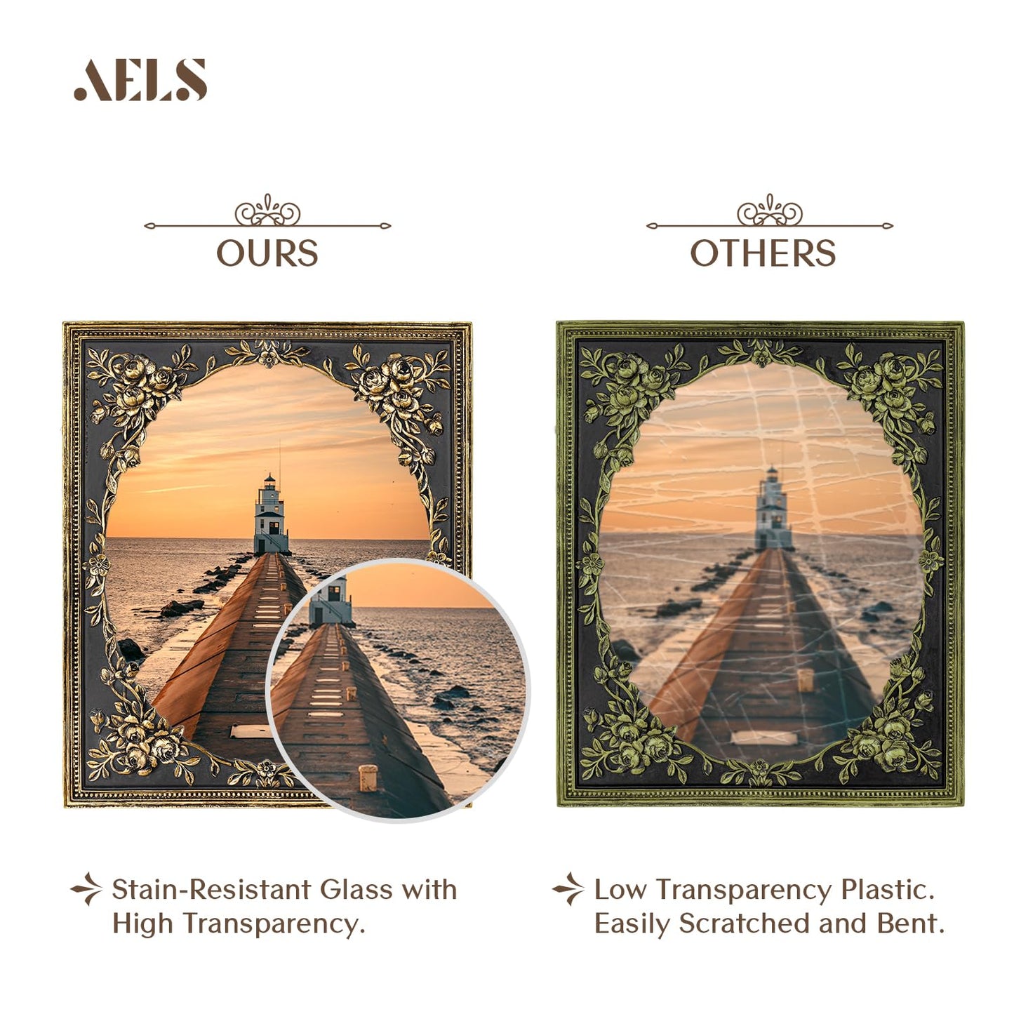 AELS 4x6 Inch Vintage Black Picture Frame, Elegant Antique Photo Frames with Glass Front, Photo Display, Tabletop Wall Hanging, Gift Ideas, Gold and Black