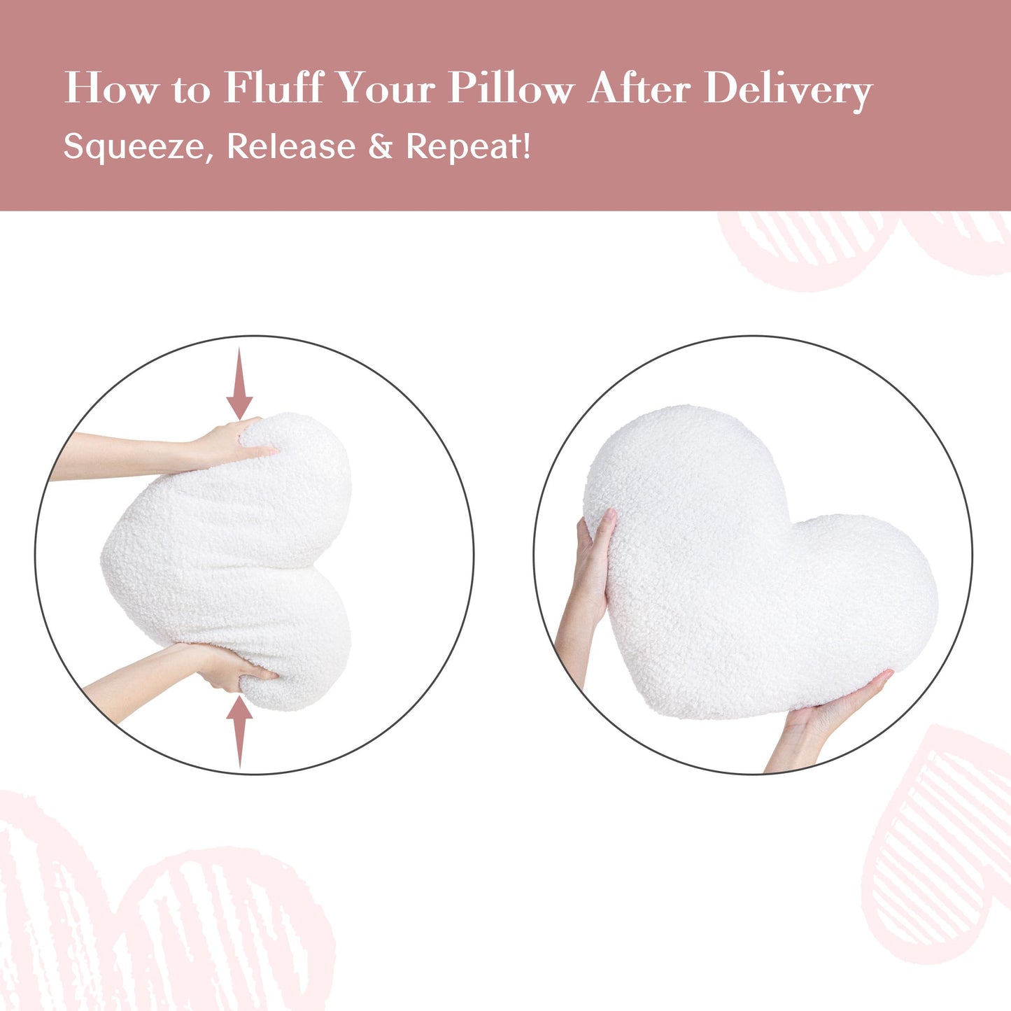 AELS Heart Shaped Pillow, 20 Inches Heart Decorative Throw Pillows, Faux Fur Love Cute Pillows, Valentines Day Decorations, Wedding Decor, Living Room Bedroom Nursery Decor, White