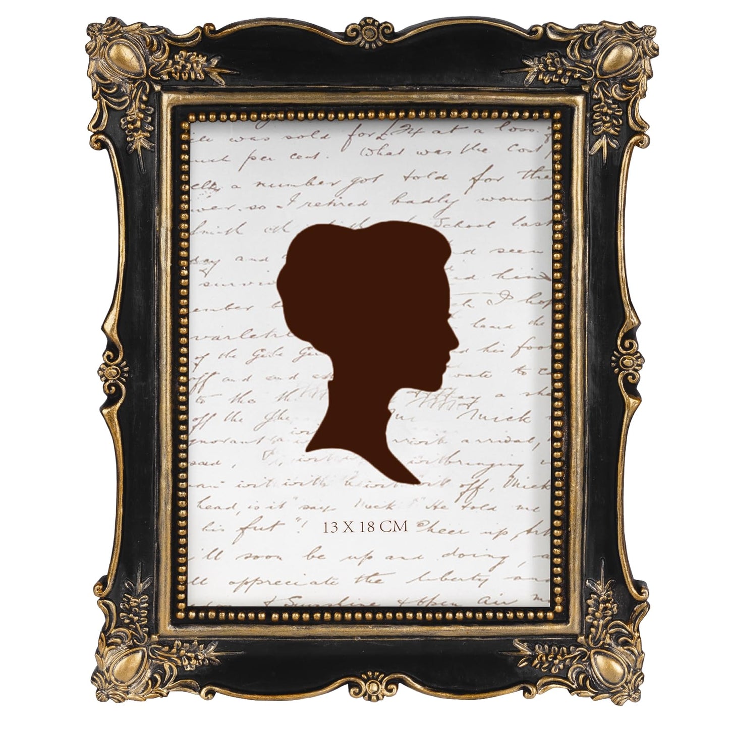 AELS 5x7 Inch Vintage Picture Frame, Elegant Antique Photo Frames with Glass Front, Photo Display, Tabletop Wall Hanging, Gift Ideas, Gold and Black
