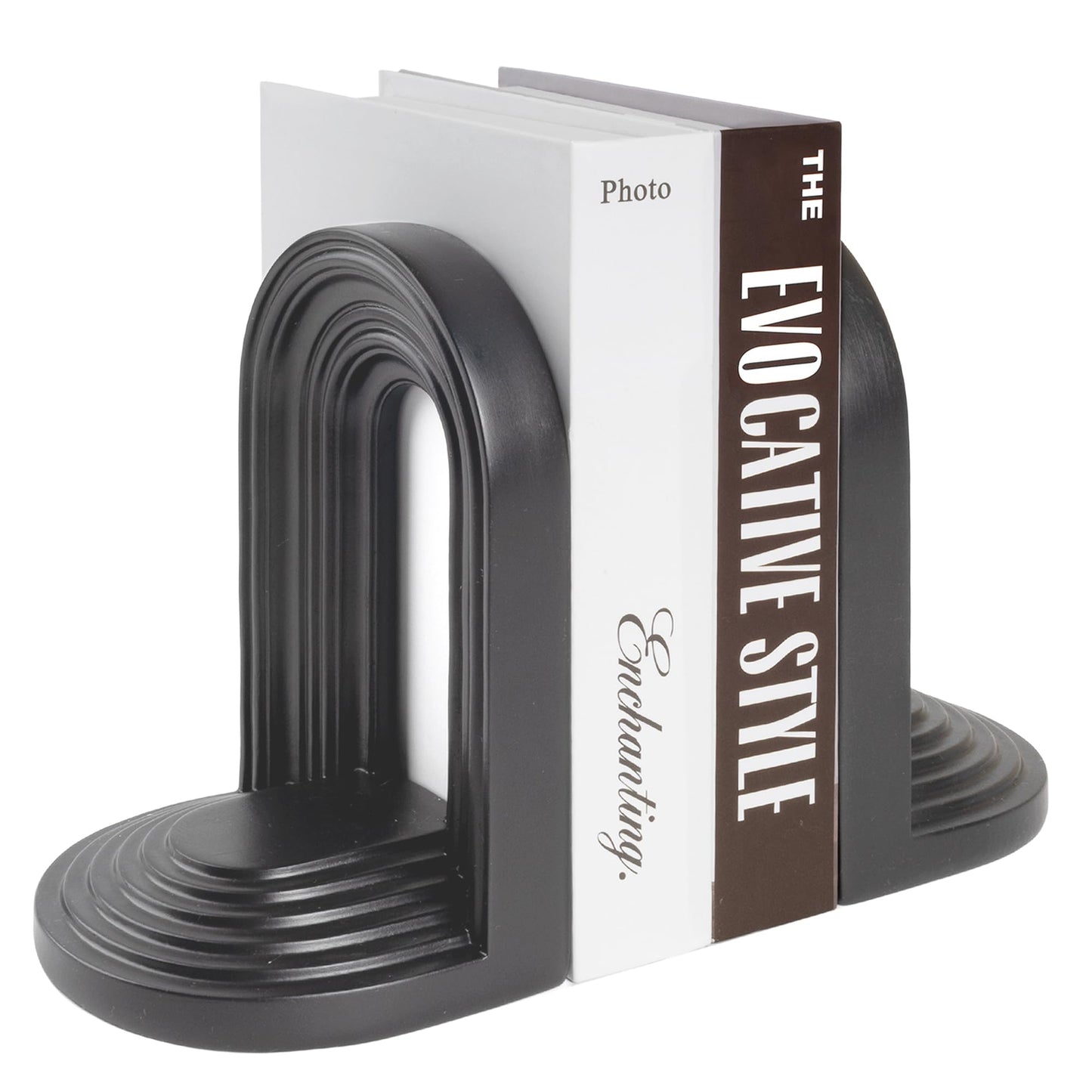 AELS Mordern Bookends, Mid Century Arch Heavy Duty Book Ends, Unique Decorative Bookend Supports for Shelves, Office Desktop Book Stand, Stopper for Books/Movies/CD, Cream
