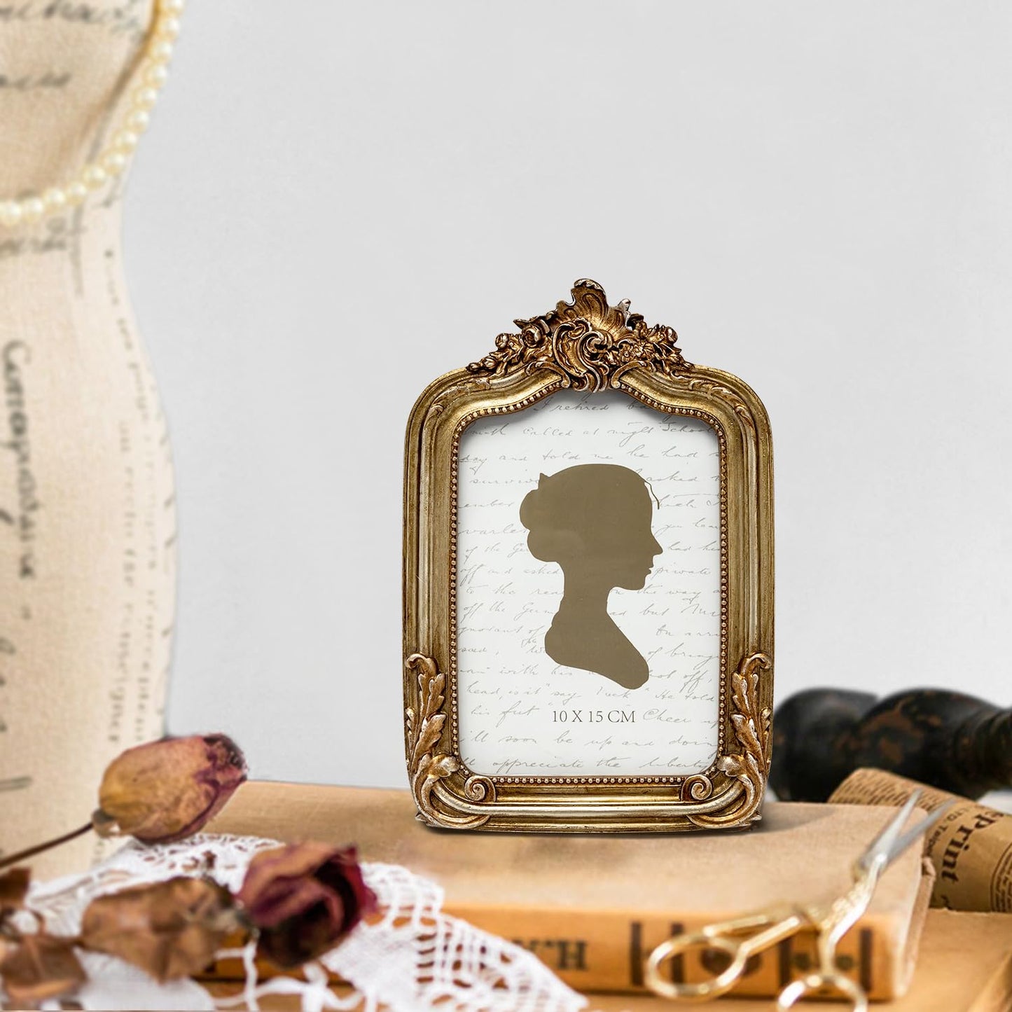 AELS 4x6 Inch Vintage Picture Frame, Elegant Antique Photo Frames with Glass Front, Photo Display, Tabletop Wall Hanging, Gift Ideas