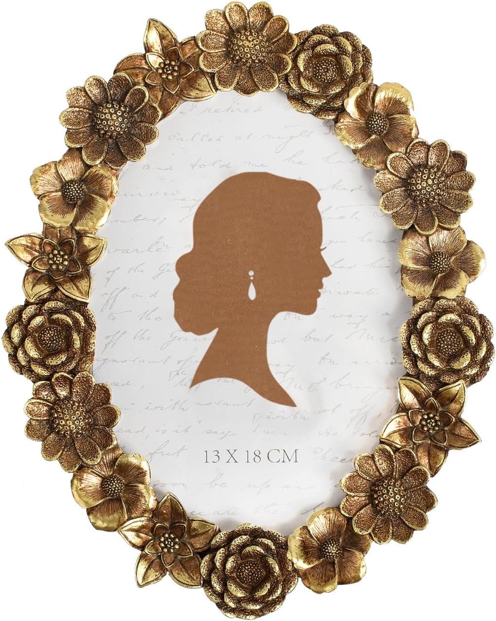 AELS 5x7 Inch Vintage Picture Frame, Elegant Antique Oval Photo Frames with Glass Front, Photo Display, Tabletop Wall Hanging, Gift Ideas, Gold Flower