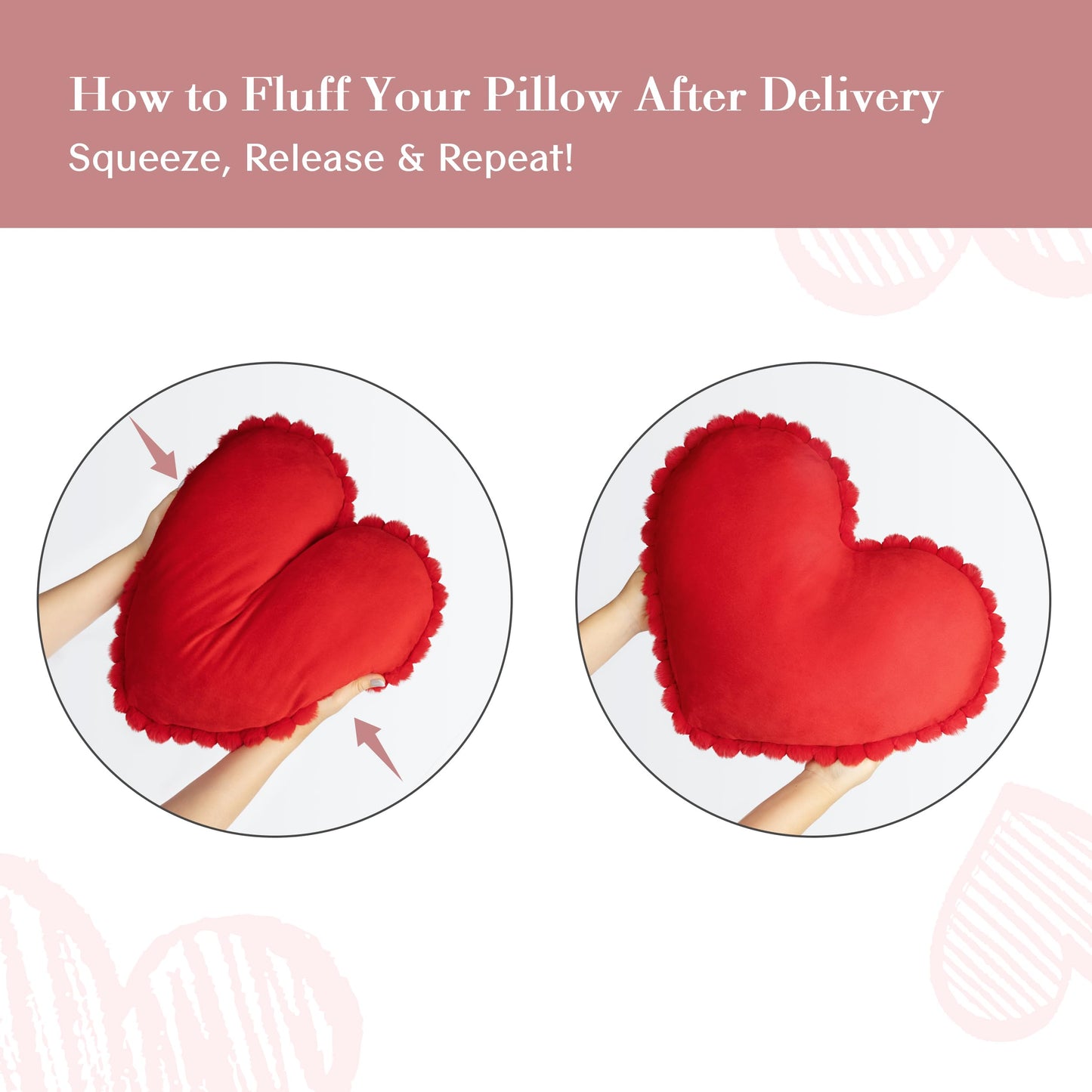 AELS Heart Shaped Pillow, 20 Inches Heart Decorative Throw Pillows, Faux Fur Love Cute Pillows, Valentines Day Decorations, Wedding Decor, Living Room Bedroom Nursery Decor, White