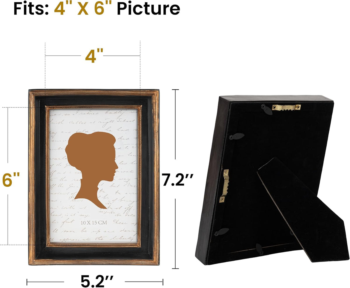 AELS 4x6 Inch Vintage Picture Frame, Elegant Luxury Antique Photo Frames with Glass Front, Photo Display, Tabletop Wall Hanging, Gift Ideas, Pearl Pattern