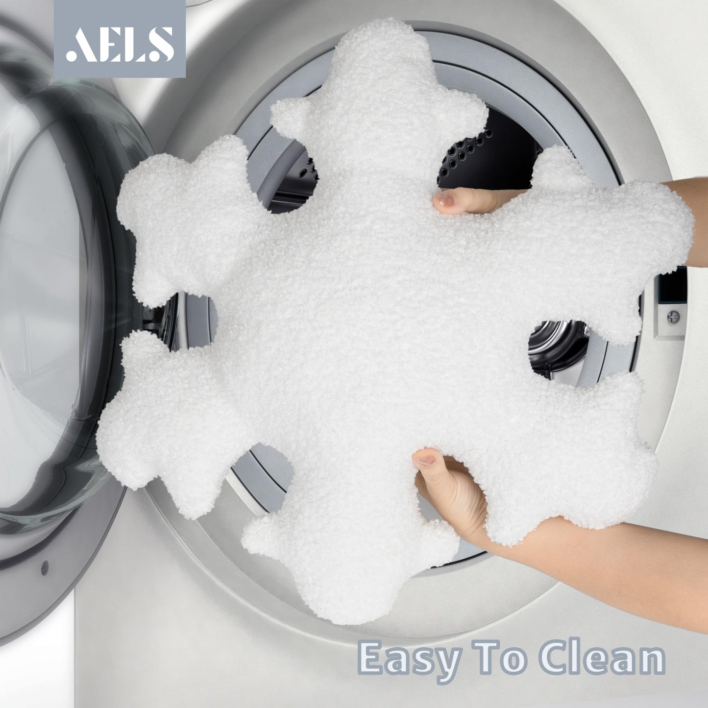 AELS 21.6 Inches Tufted 3D Snowflake Christmas Decorative Throw Pillow, Cute Winter Plush Throw Pillow, Living Room Bedroom Nursery Decor, Christmas Decoration