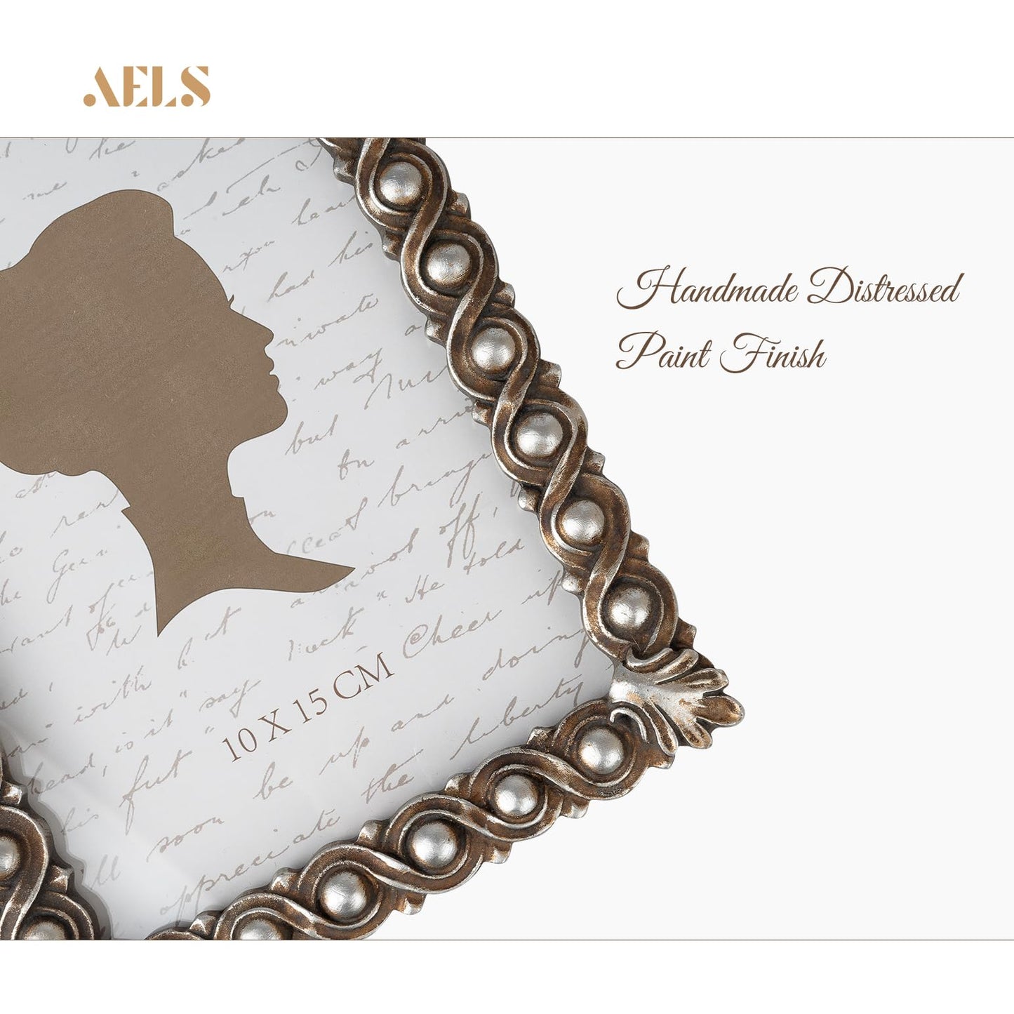 AELS 4x6 Inch Vintage Picture Frame, Elegant Luxury Antique Photo Frames with Glass Front, Photo Display, Tabletop Wall Hanging, Gift Ideas, Pearl Pattern