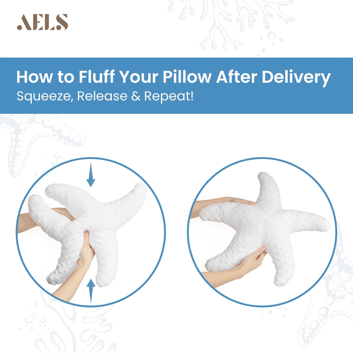 AELS Coastal Throw Pillows Set of 2, Starfish Shell Pillows, Beach Ocean Nautical Themed Smooth Soft Minky Decorative Throw Pillows, Cute Pillow for Couch Sofa Bed Living Room Bedroom Nursery, White