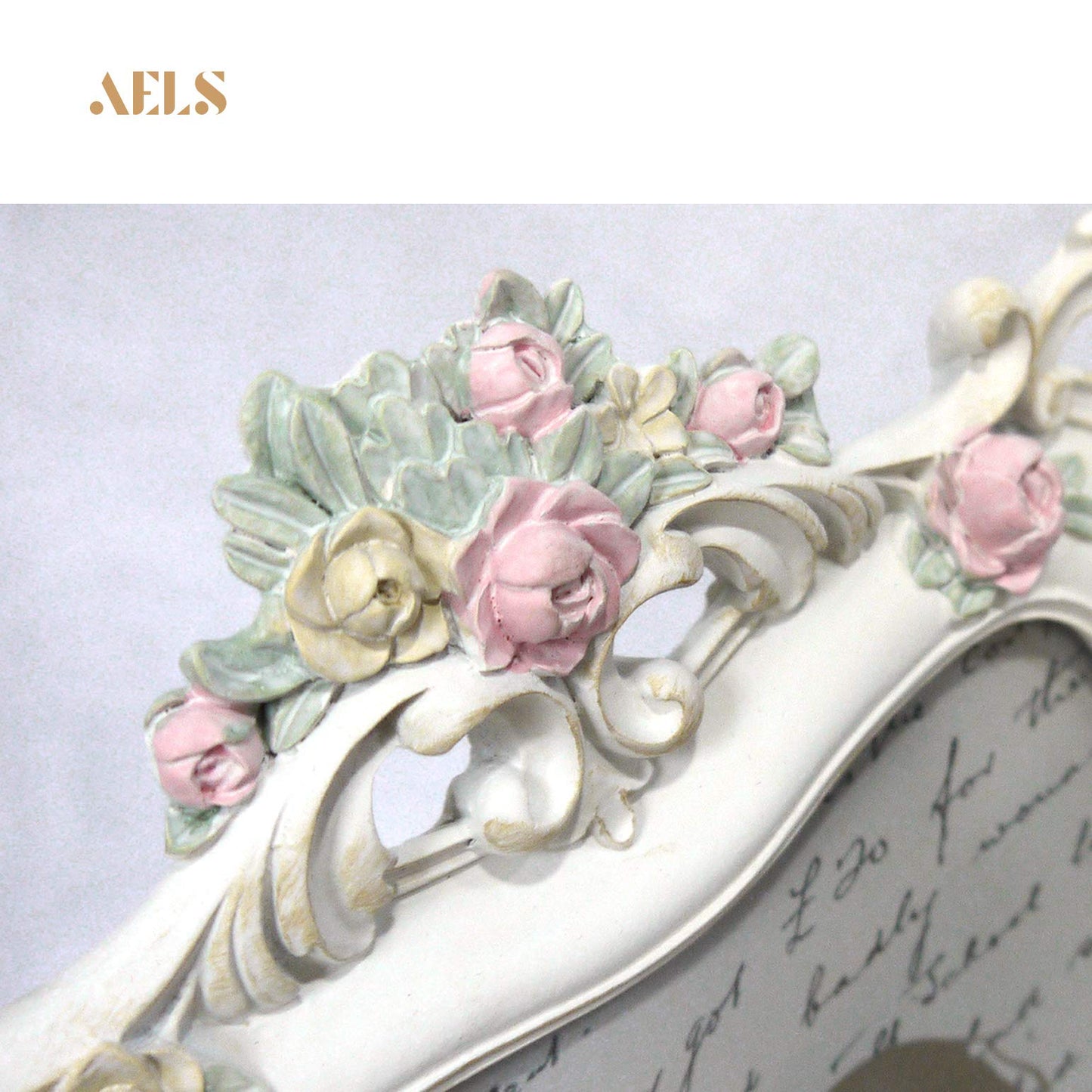 AELS 5x7 Inch Vintage Picture Frame, Elegant Antique Photo Frames with Glass Front, Photo Display, Tabletop Wall Hanging, Gift Ideas, White Rose with Vines