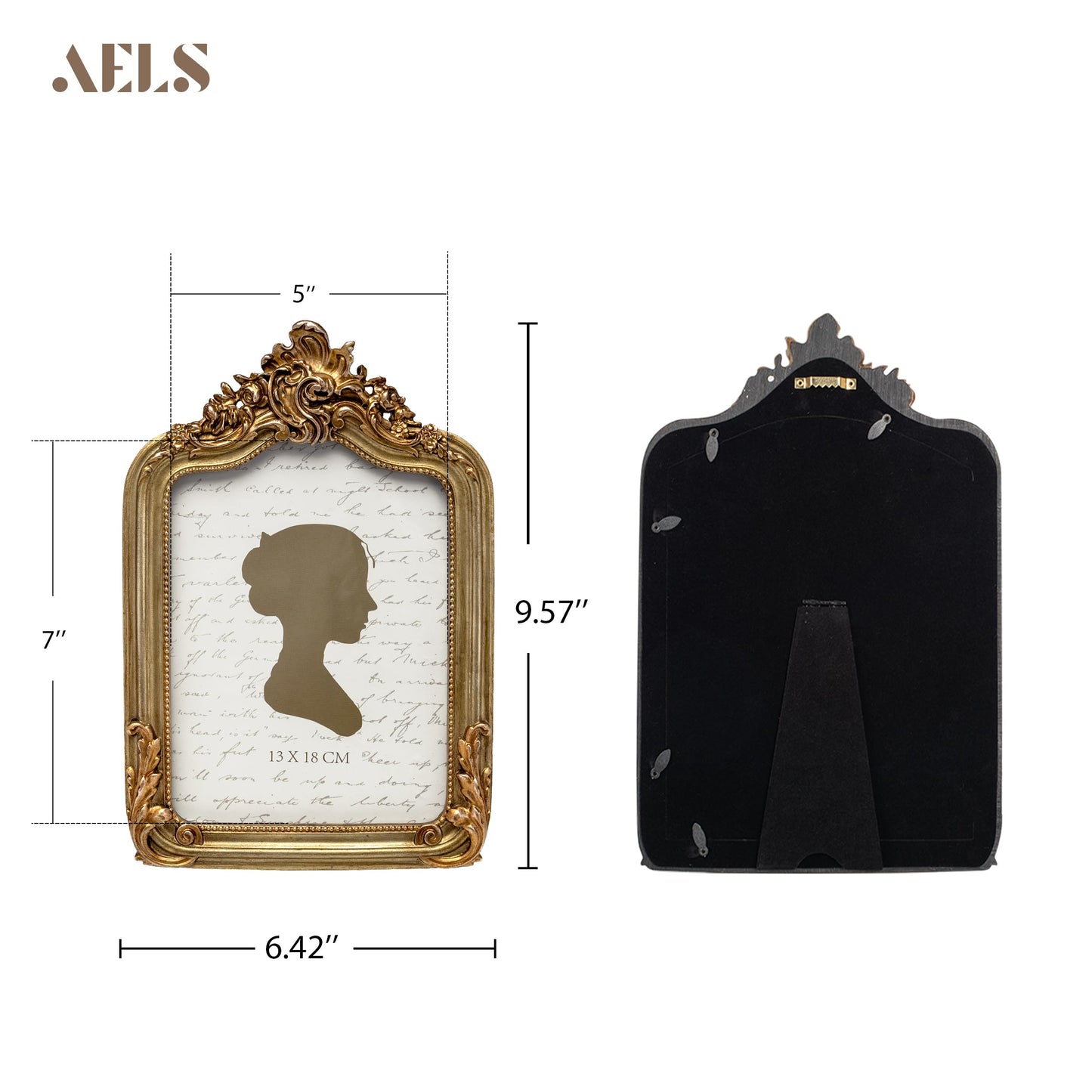 AELS 4x6 Inch Vintage Picture Frame, Elegant Antique Photo Frames with Glass Front, Photo Display, Tabletop Wall Hanging, Gift Ideas