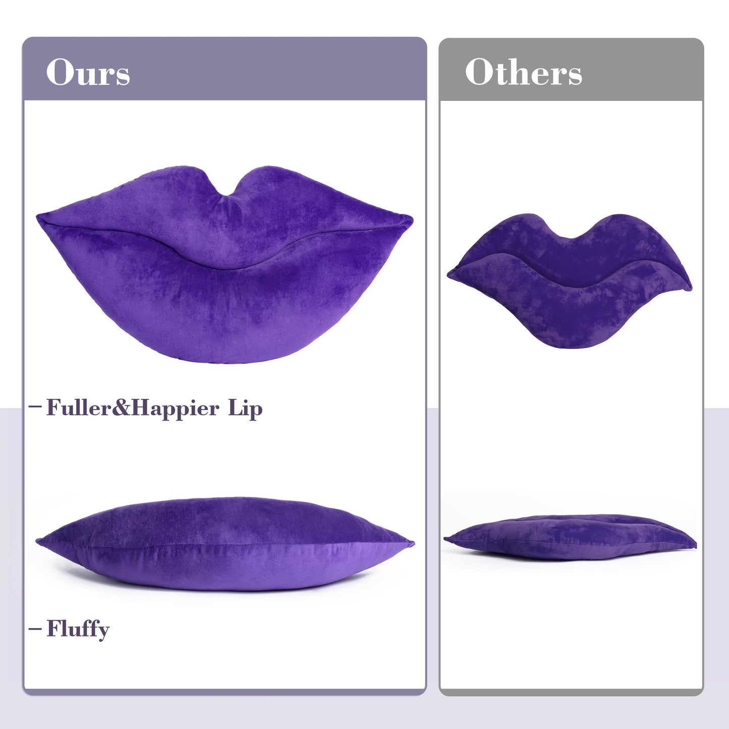 AELS 3D Large Lips Throw Pillows Smooth Soft Velvet Decorative Throw Pillows Love Pillows Cute Pillow 24 X 12 inches for Couch Sofa Bed Living Room Bedroom, Red