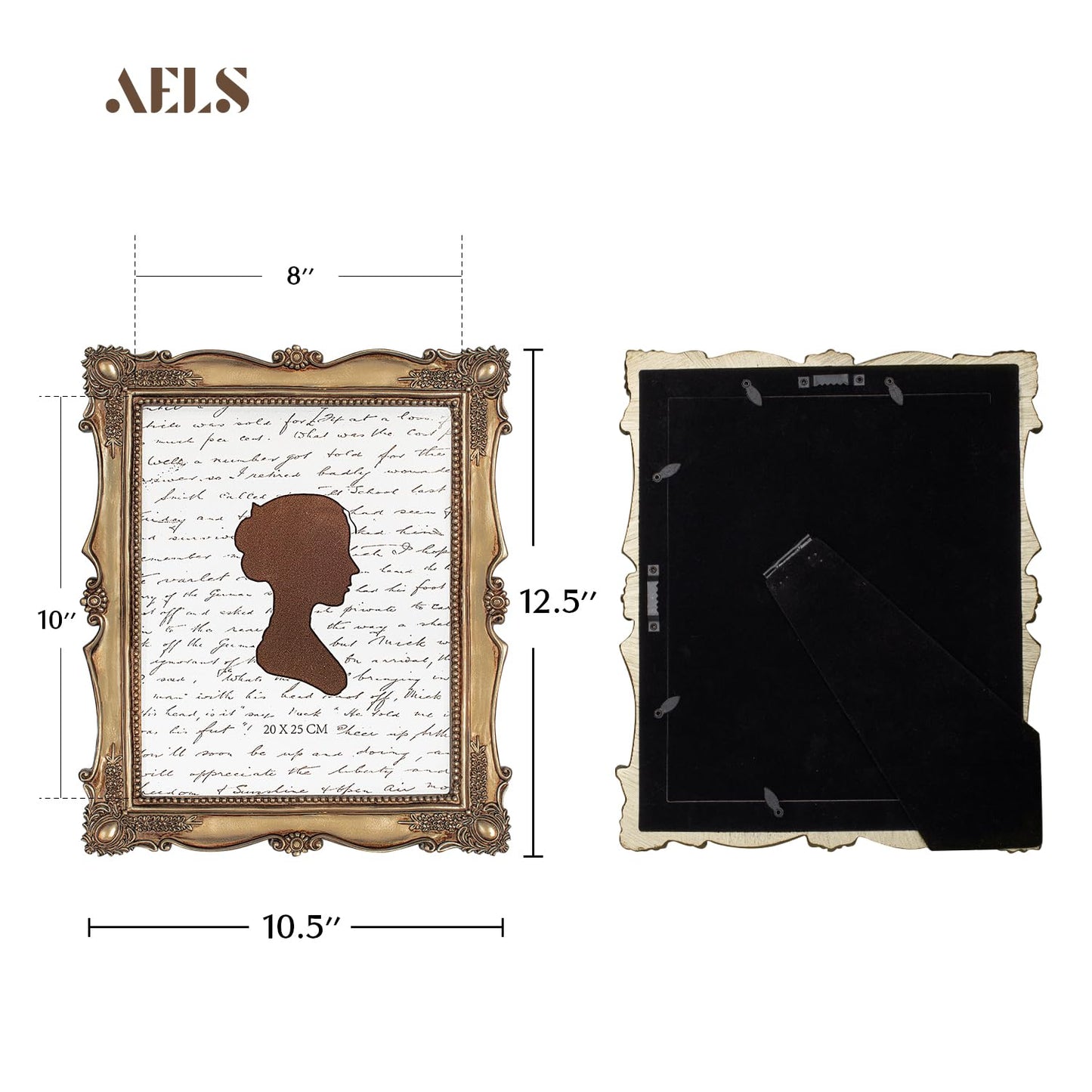 AELS 5x7 Inch Vintage Picture Frame, Elegant Antique Photo Frames with Glass Front, Photo Display, Tabletop Wall Hanging, Gift Ideas, Gold and Black