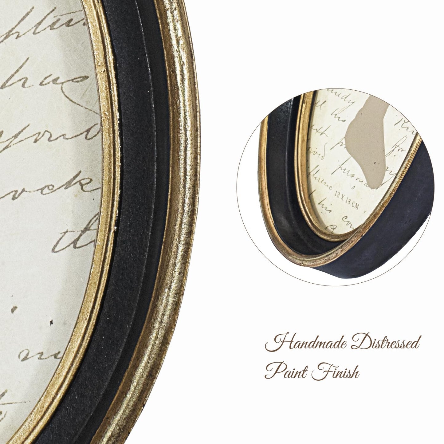 AELS 2.5x3.5 Inch Small Wallet Size Vintage Picture Frame, Elegant Antique Mini Photo Frames with Glass Front, Photo Display, Tabletop Wall Hanging, Gift Ideas, Black Oval with Gold Trim
