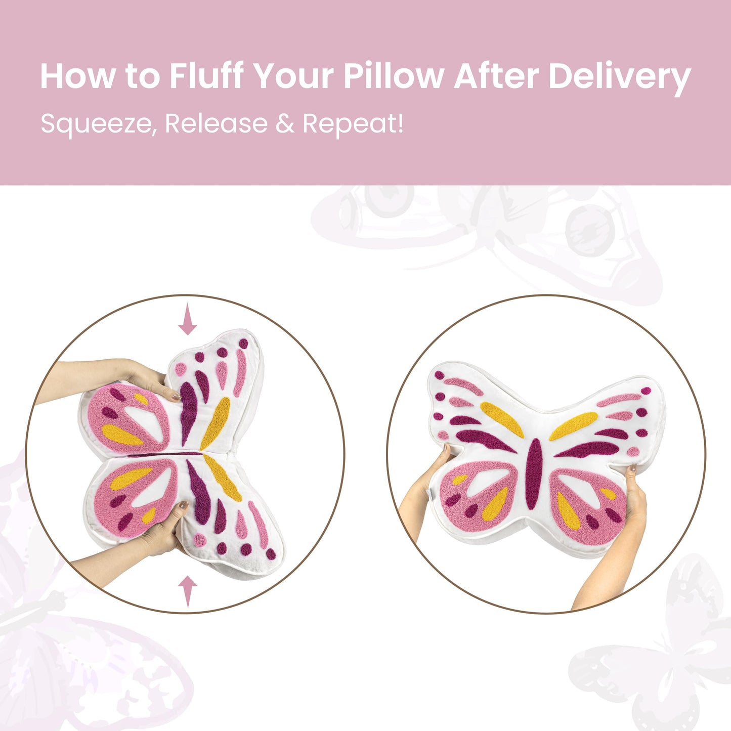 AELS Butterfly Pillow, Tufted Decorative Throw Pillows, 19.6" x 15.7", Soft Plush Stuffed Animal, Cute Pillow for Living Room, Bedroom, Sage Green