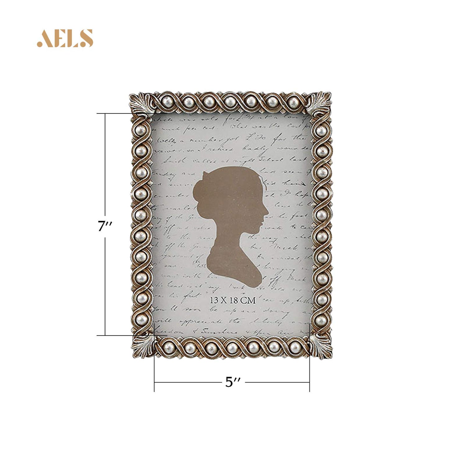 AELS 4x6 Inch Vintage Picture Frame, Elegant Luxury Antique Photo Frames with Glass Front, Photo Display, Tabletop Wall Hanging, Gift Ideas, Pearl Pattern