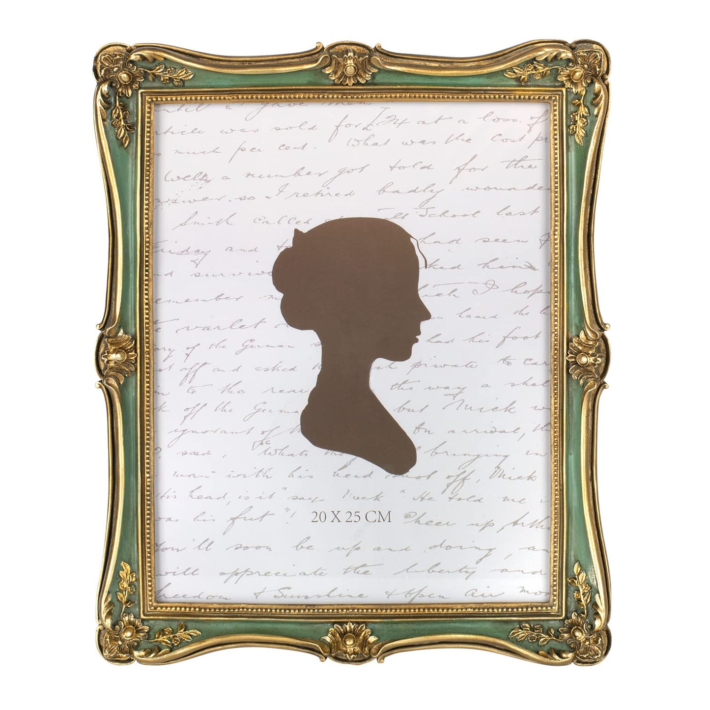 AELS 4x6 Inch Vintage Picture Frame, Elegant Antique Photo Frames with Glass Front, Photo Display, Tabletop Wall Hanging, Gift Ideas, Gold and Green